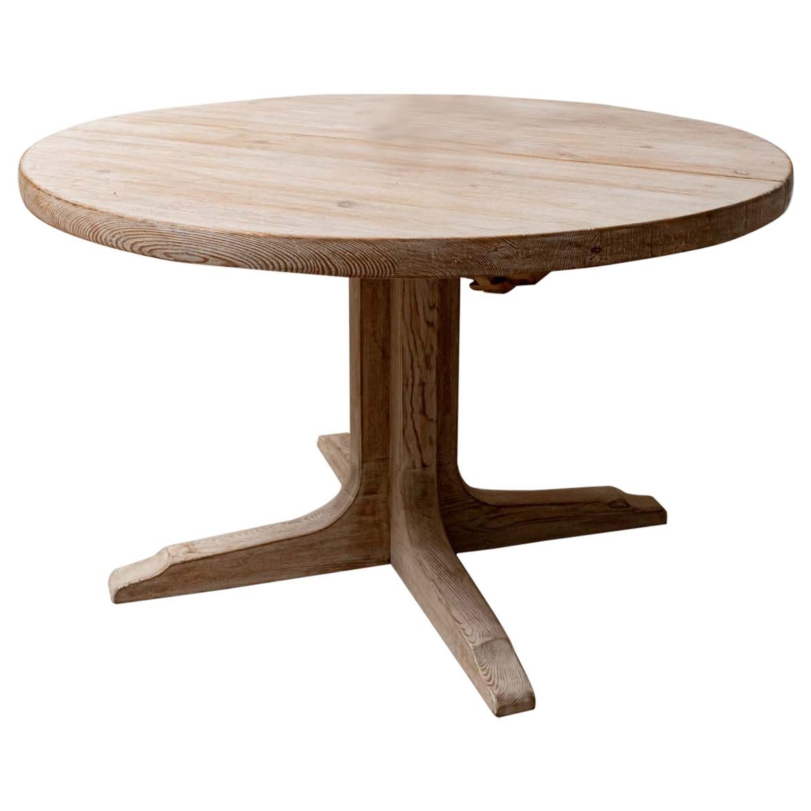 1960s Swedish Pedestal Based Pine Extending Dining Table by Roland