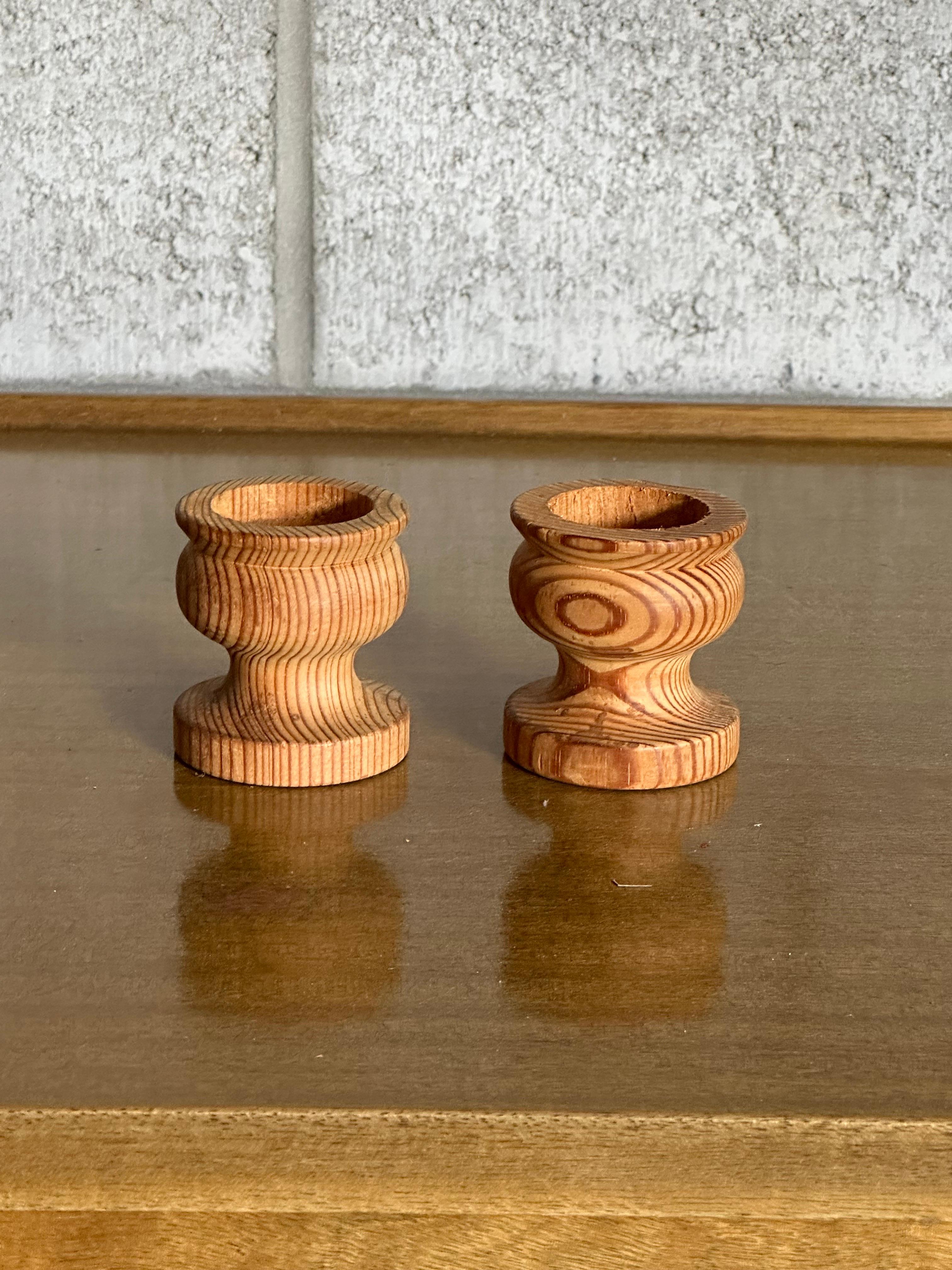 1960s Swedish Pine Candle Holders - a Pair For Sale 1