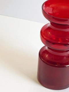 1960s Swedish Red Glass Vase by Per-Olof Ström for Alsterfors