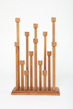 Large Swedish Oak Floor Candelabra, 14 Arms, Scandinavian Modern, 1960s