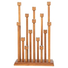 Large Swedish Oak Floor Candelabra, 14 Arms, Scandinavian Modern, 1960s