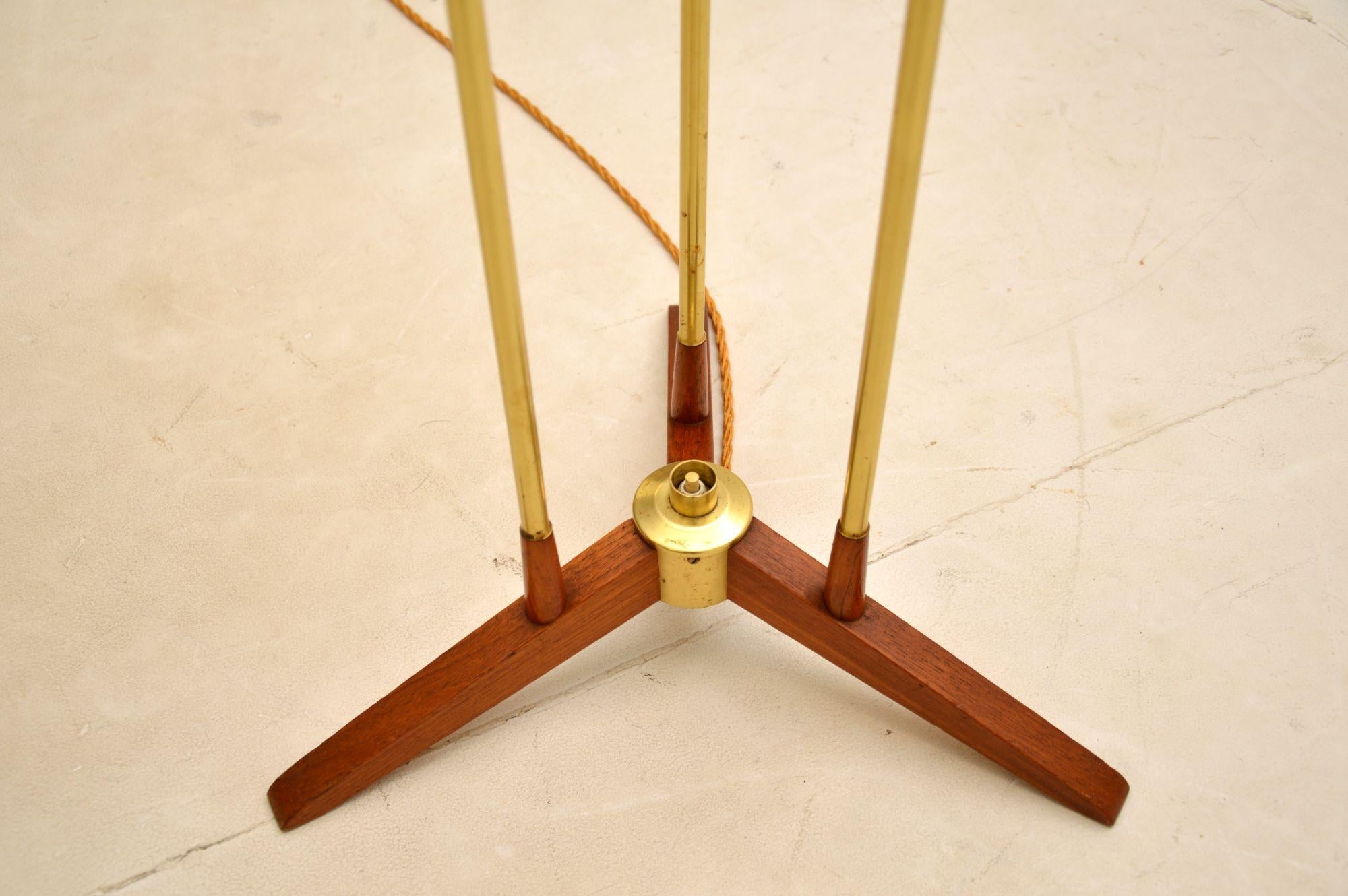 1960s Swedish Teak and Brass Floor Lamp For Sale at 1stDibs