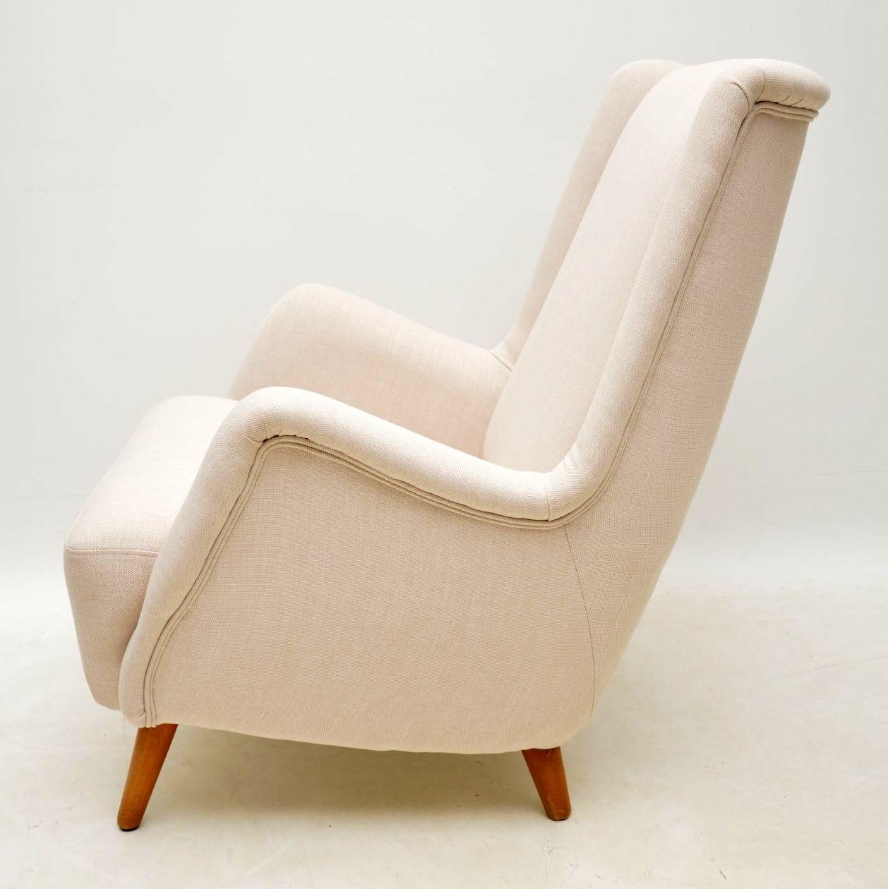 Fabric 1960s, Swedish Vintage Armchair by Alf Svensson
