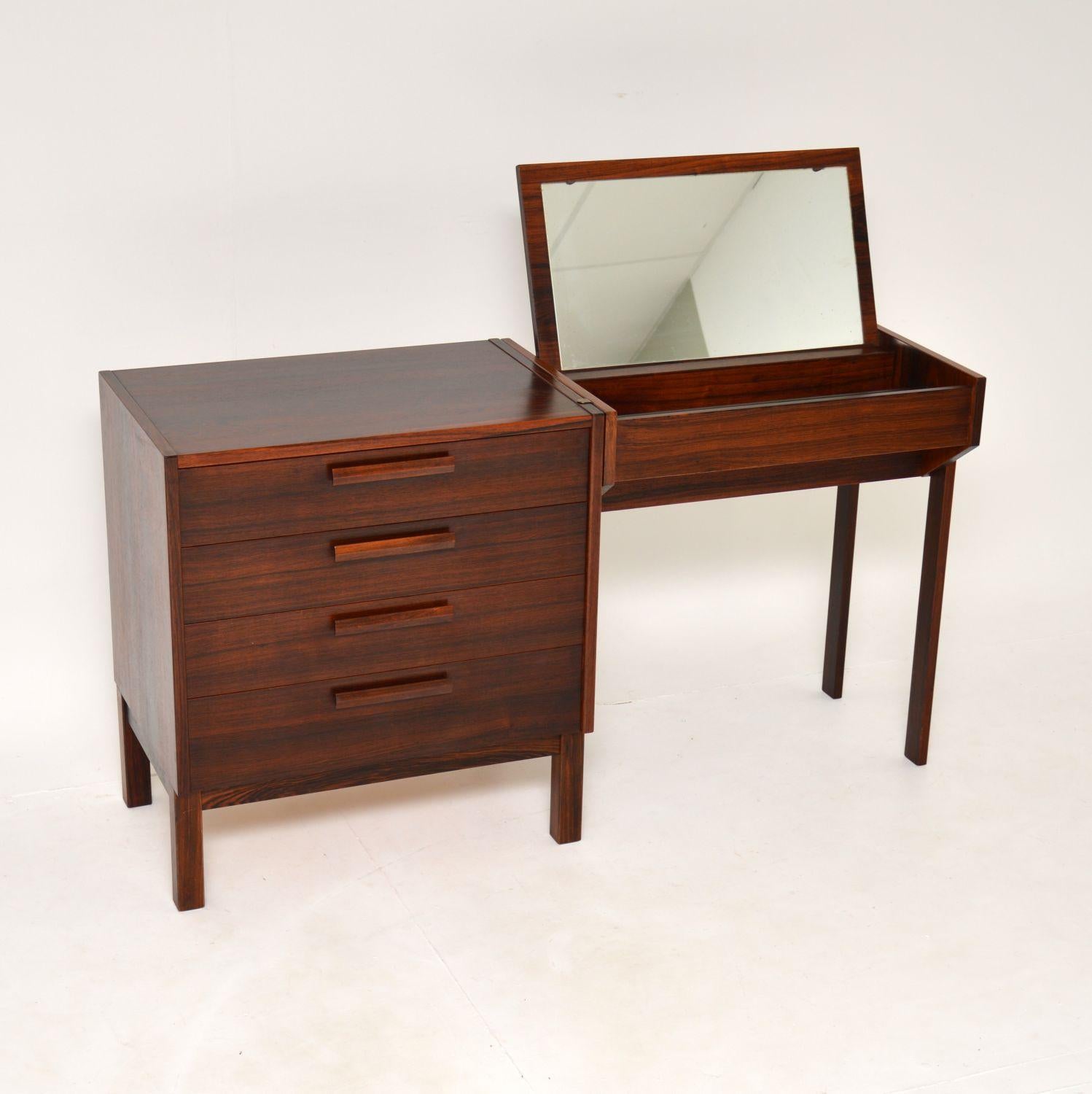 A stylish and very rare vintage Swedish dressing table. This was designed by Nils Jonsson and was made by Troeds in Sweden, it dates from the 1960’s.

A great looking and cleaver design, this comes apart in two main pieces. The chest of drawers is