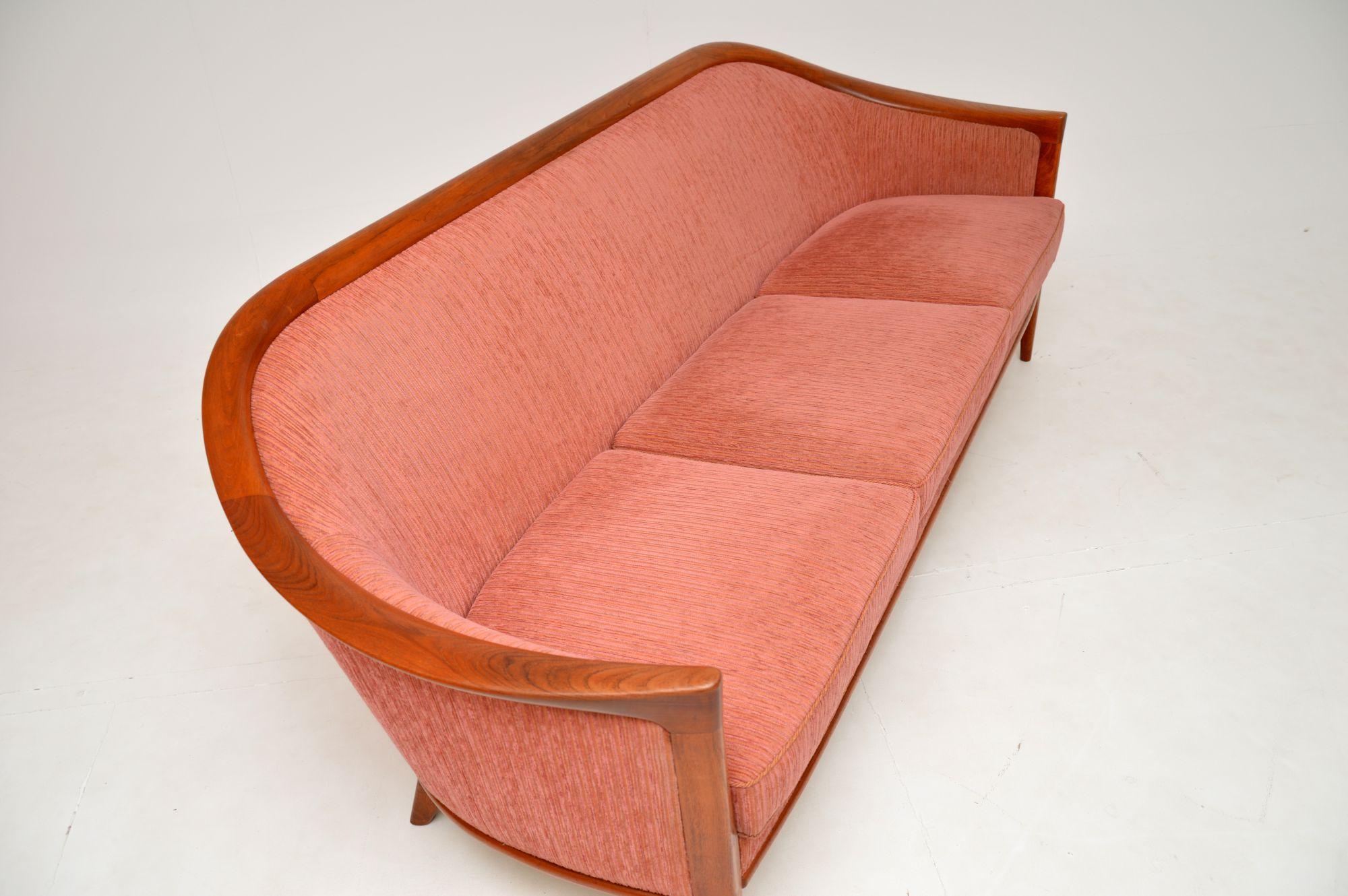 Fabric 1960's Swedish Vintage Teak Sofa by Bertil Fridhagen
