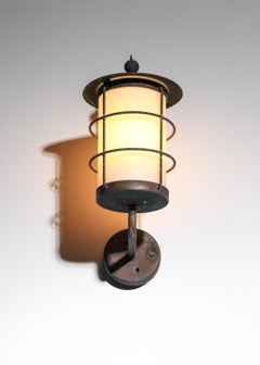 1960s Swedish wall lamp in copper and opaline glass
