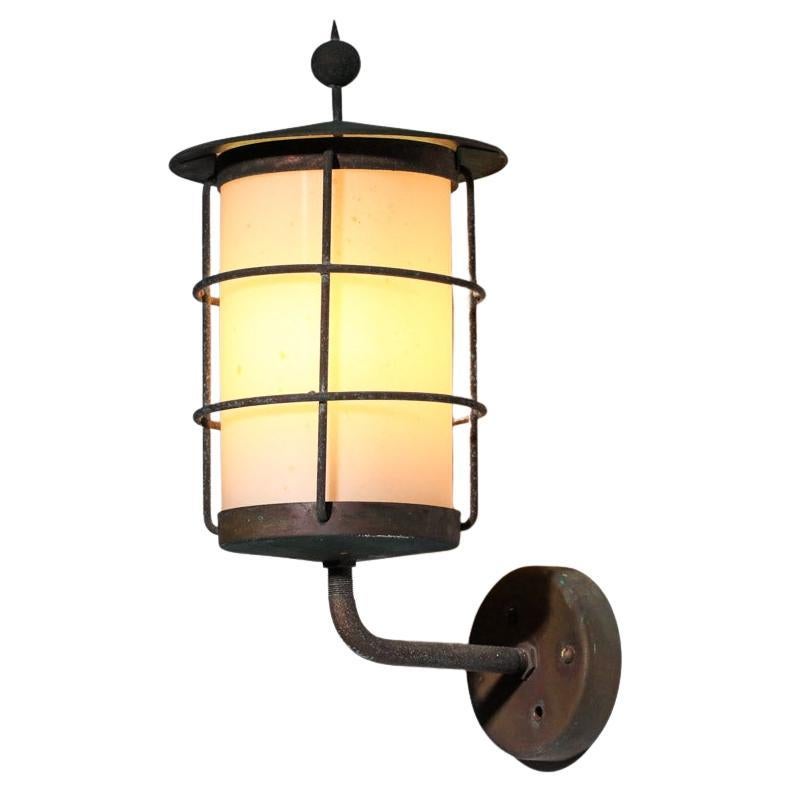 1960s Swedish wall lamp in copper and opaline glass