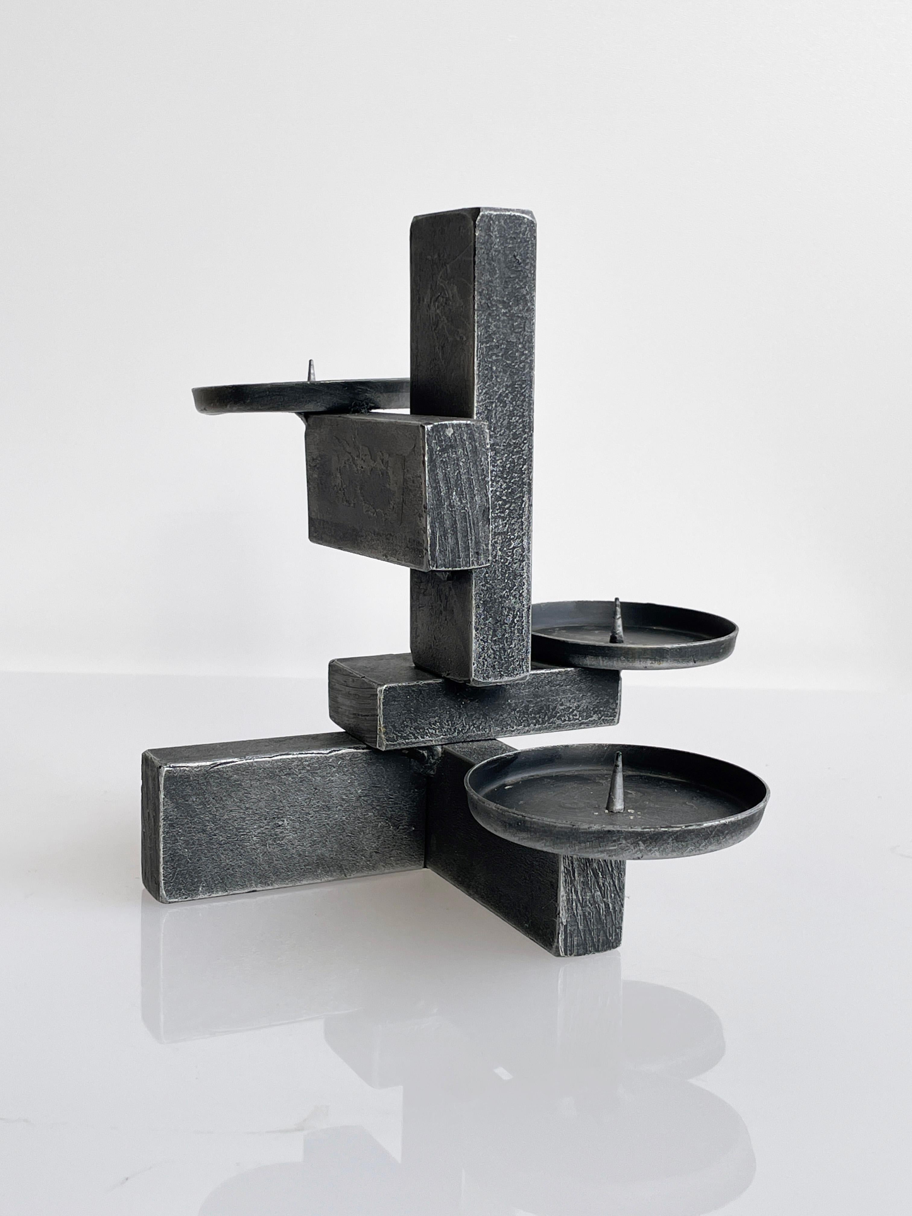1960's Swiss Brutalist Candle Holder For Sale 7
