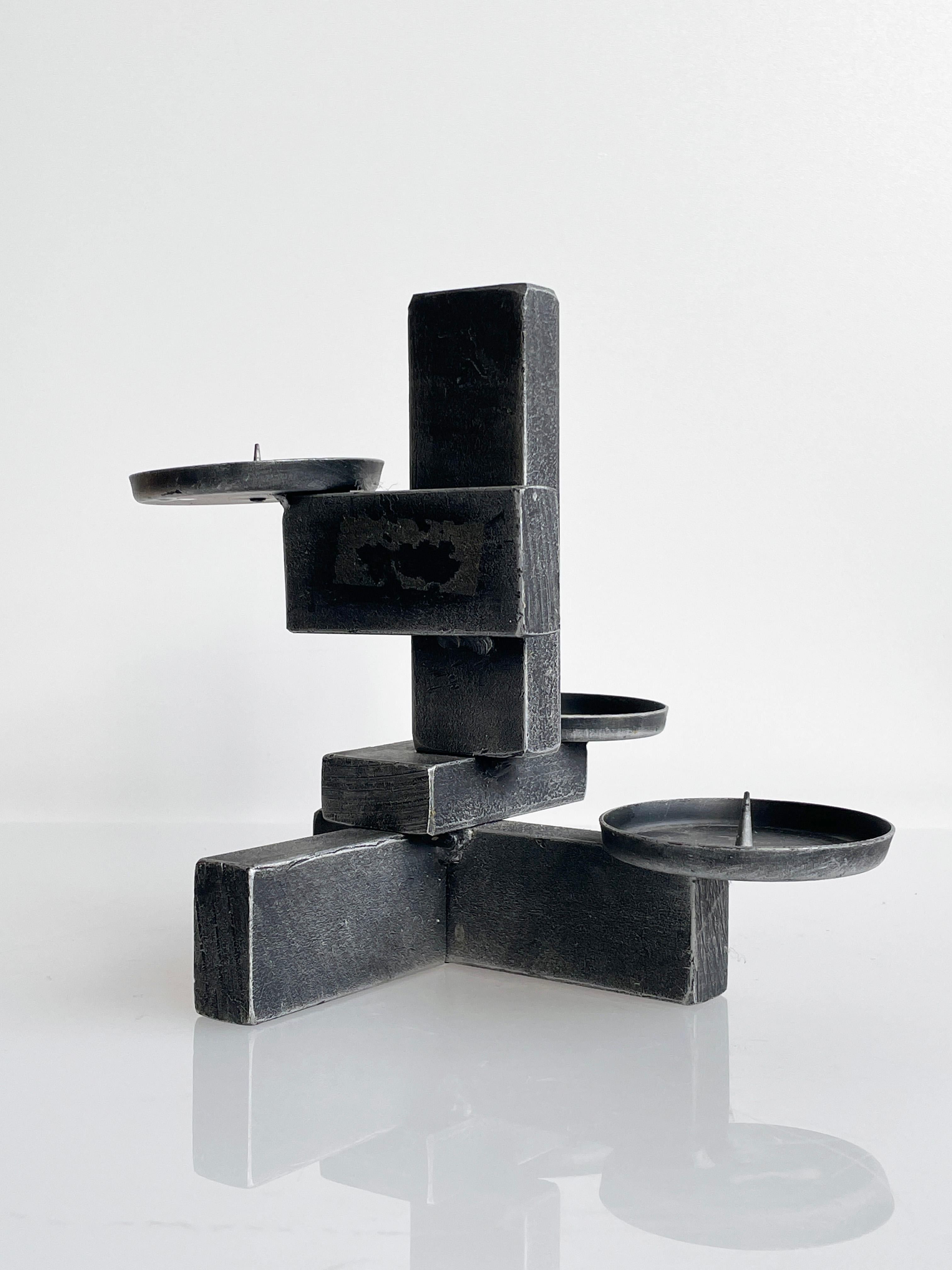 Welded 1960's Swiss Brutalist Candle Holder For Sale