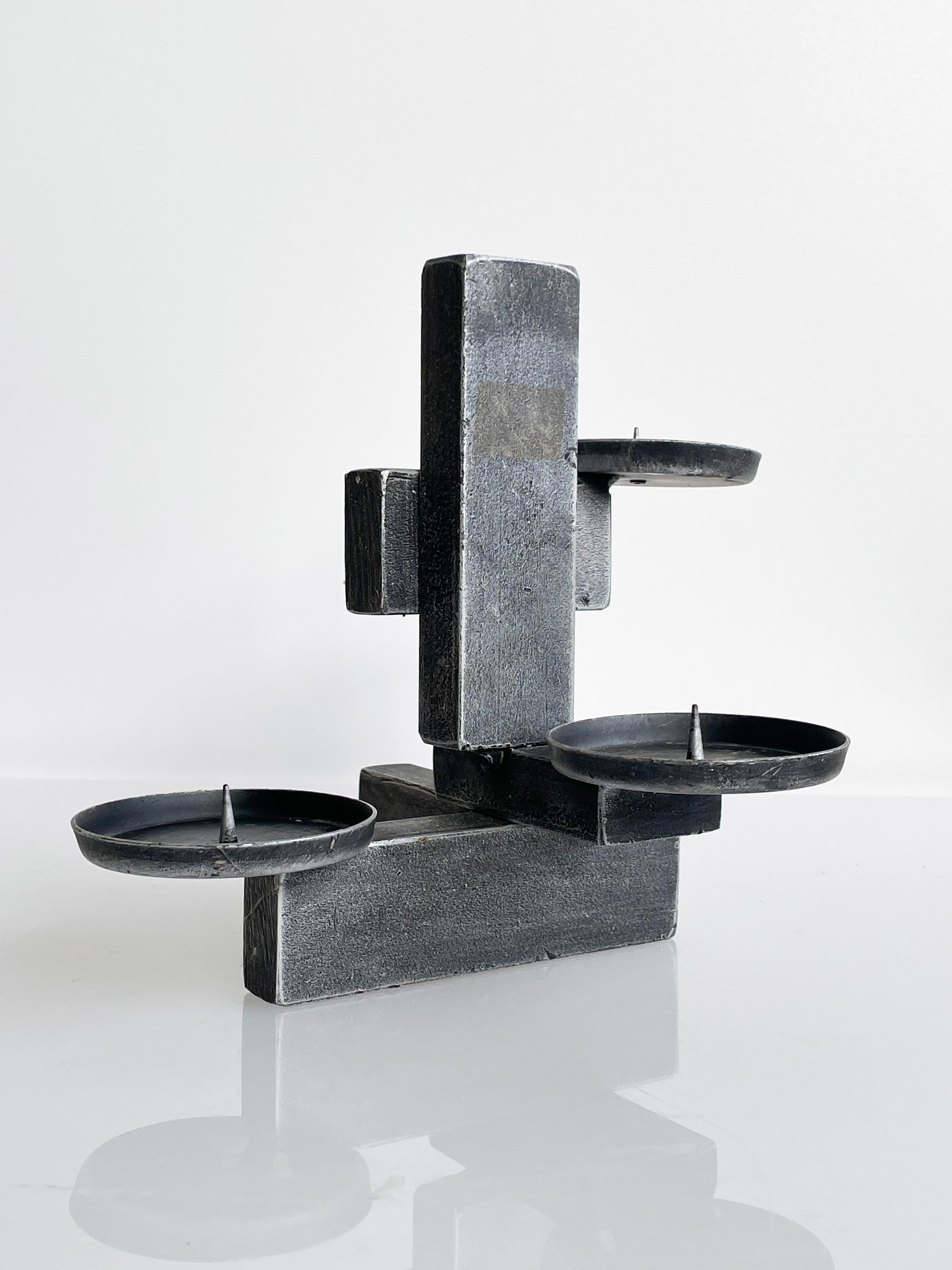 Mid-20th Century 1960's Swiss Brutalist Candle Holder For Sale