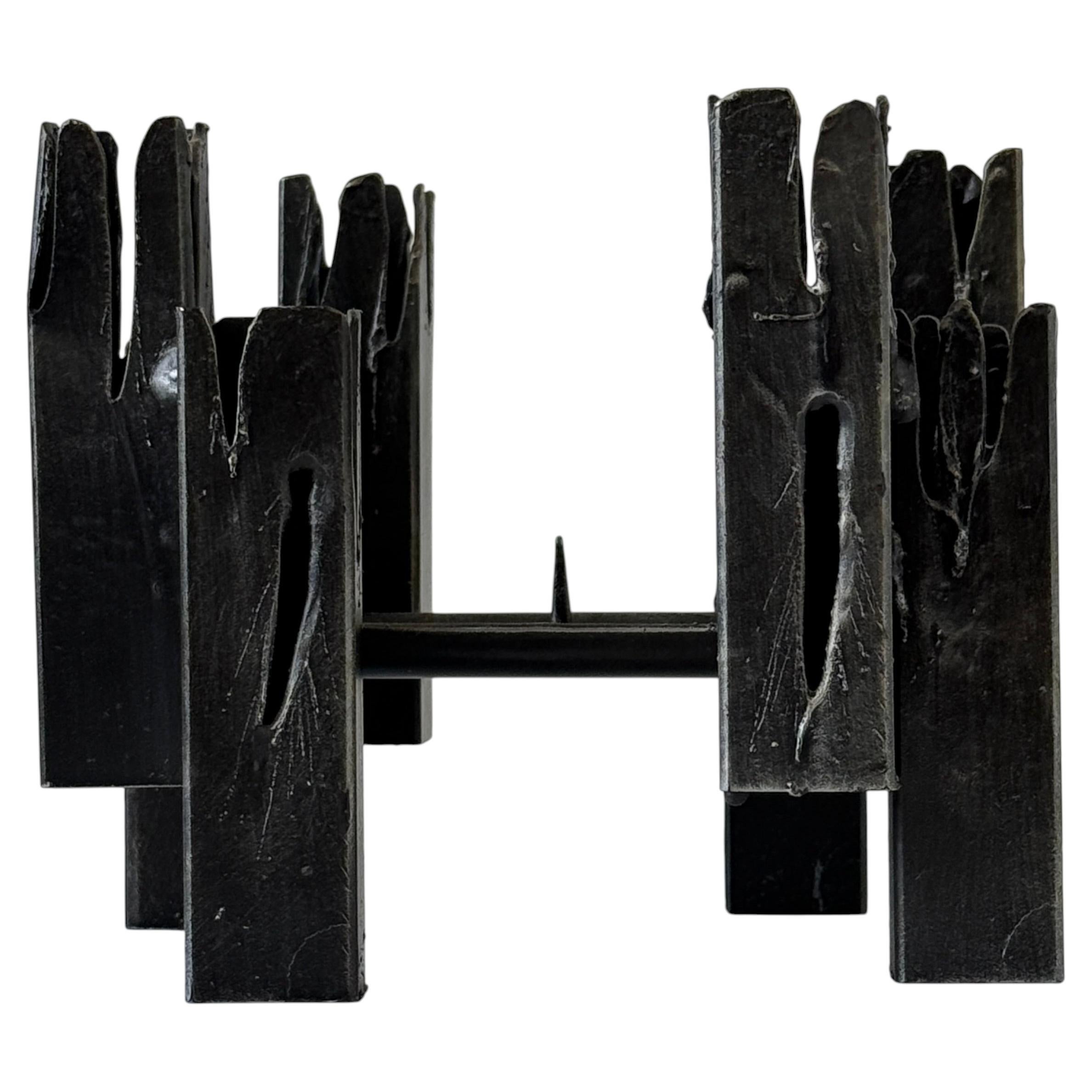 1960's Swiss Brutalist Metal Candle Holder
