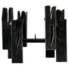 1960's Swiss Brutalist Metal Candle Holder