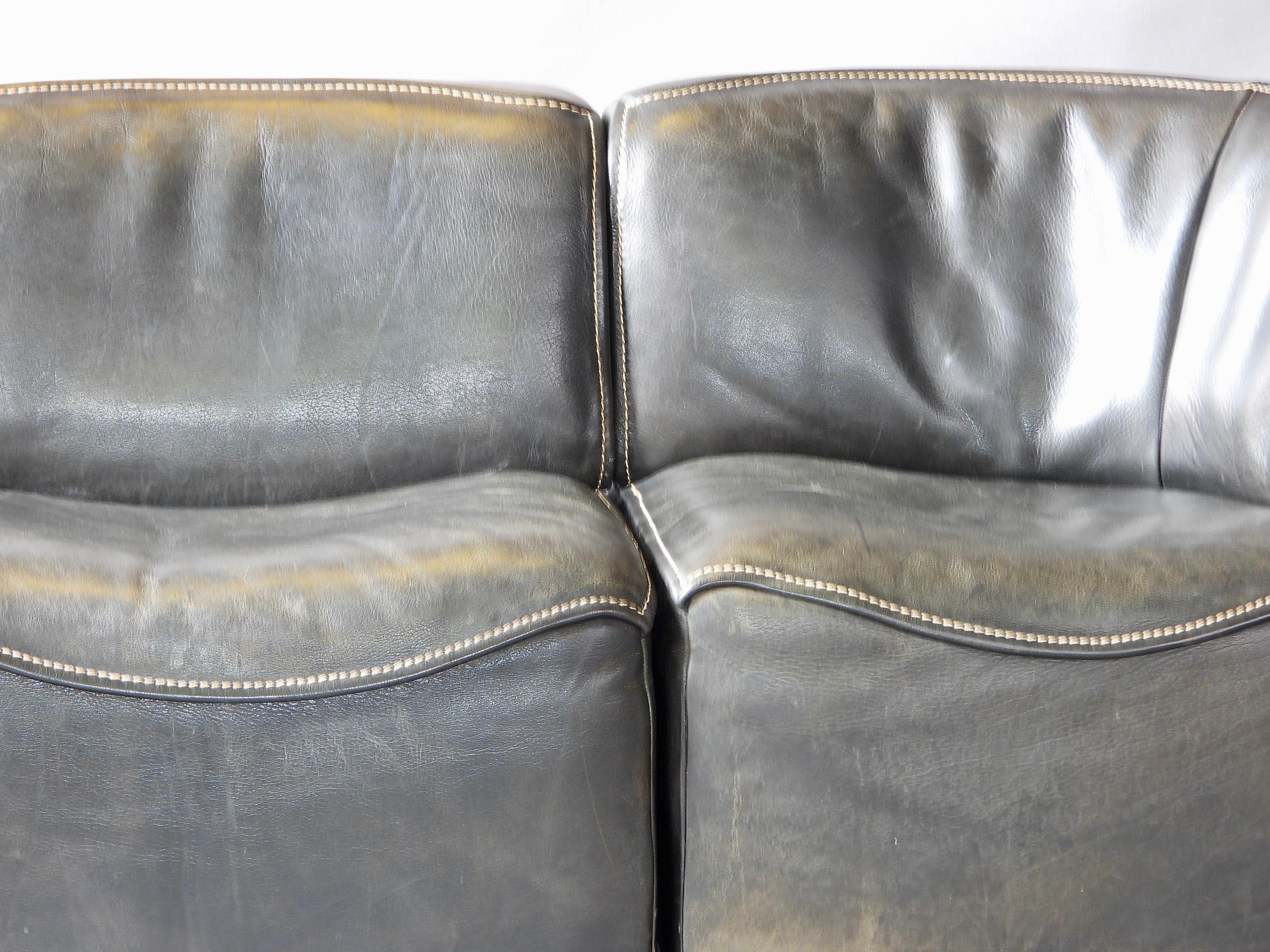 1960's Swiss DeSede DS-15 Modular Leather Sofa 7