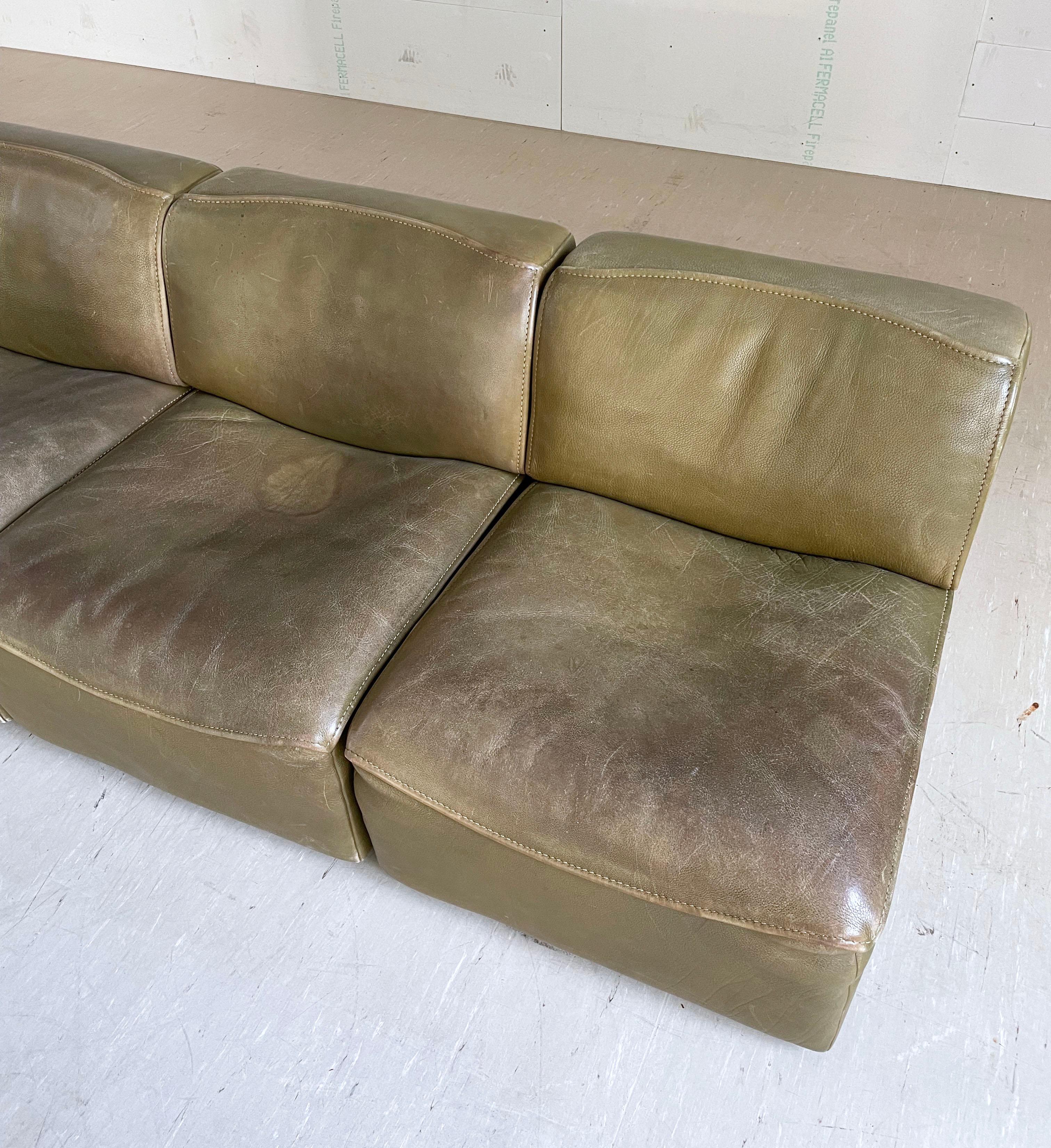 1960's Swiss DeSede DS-15 Modular Leather Sofa For Sale 10