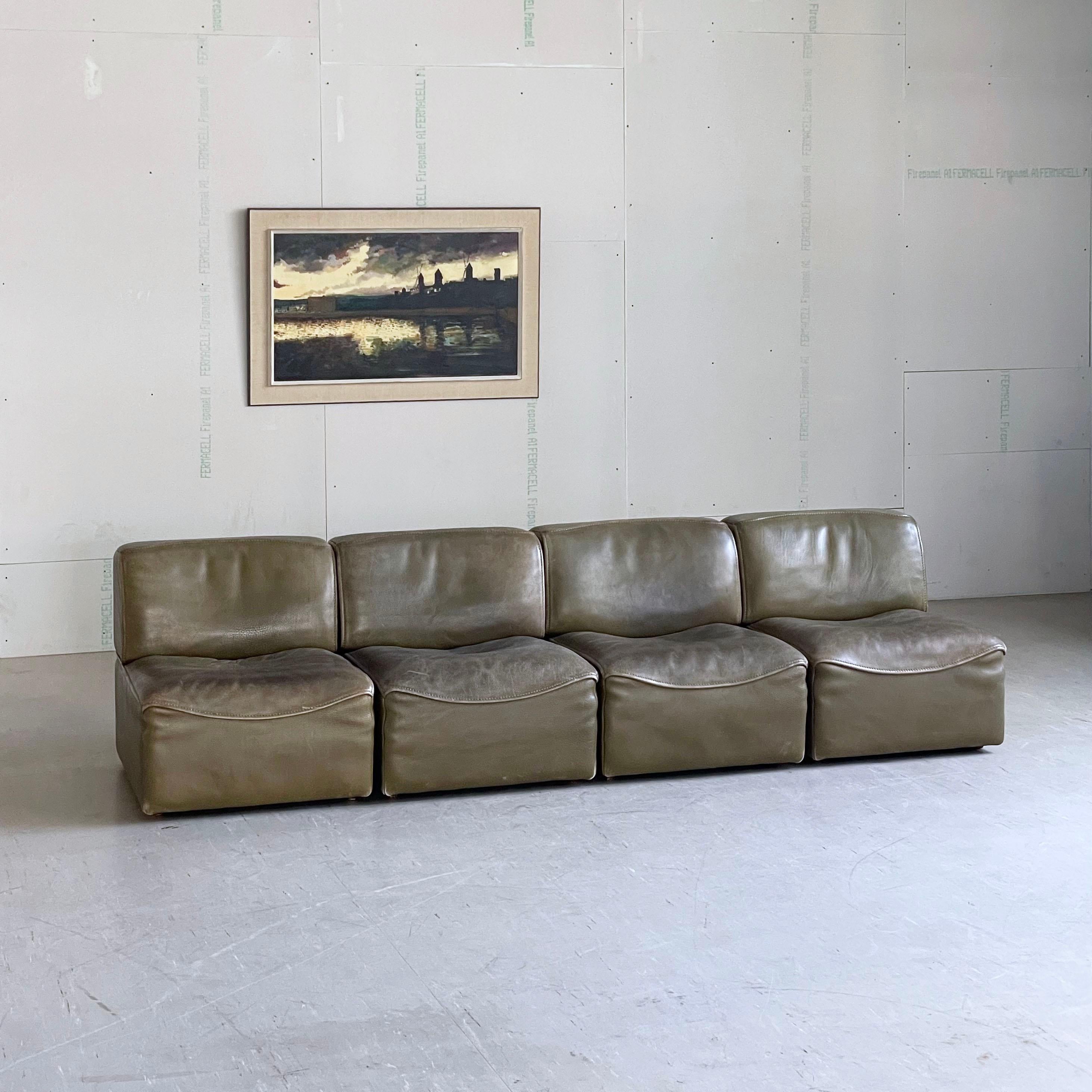 20th Century 1960's Swiss DeSede DS-15 Modular Leather Sofa For Sale