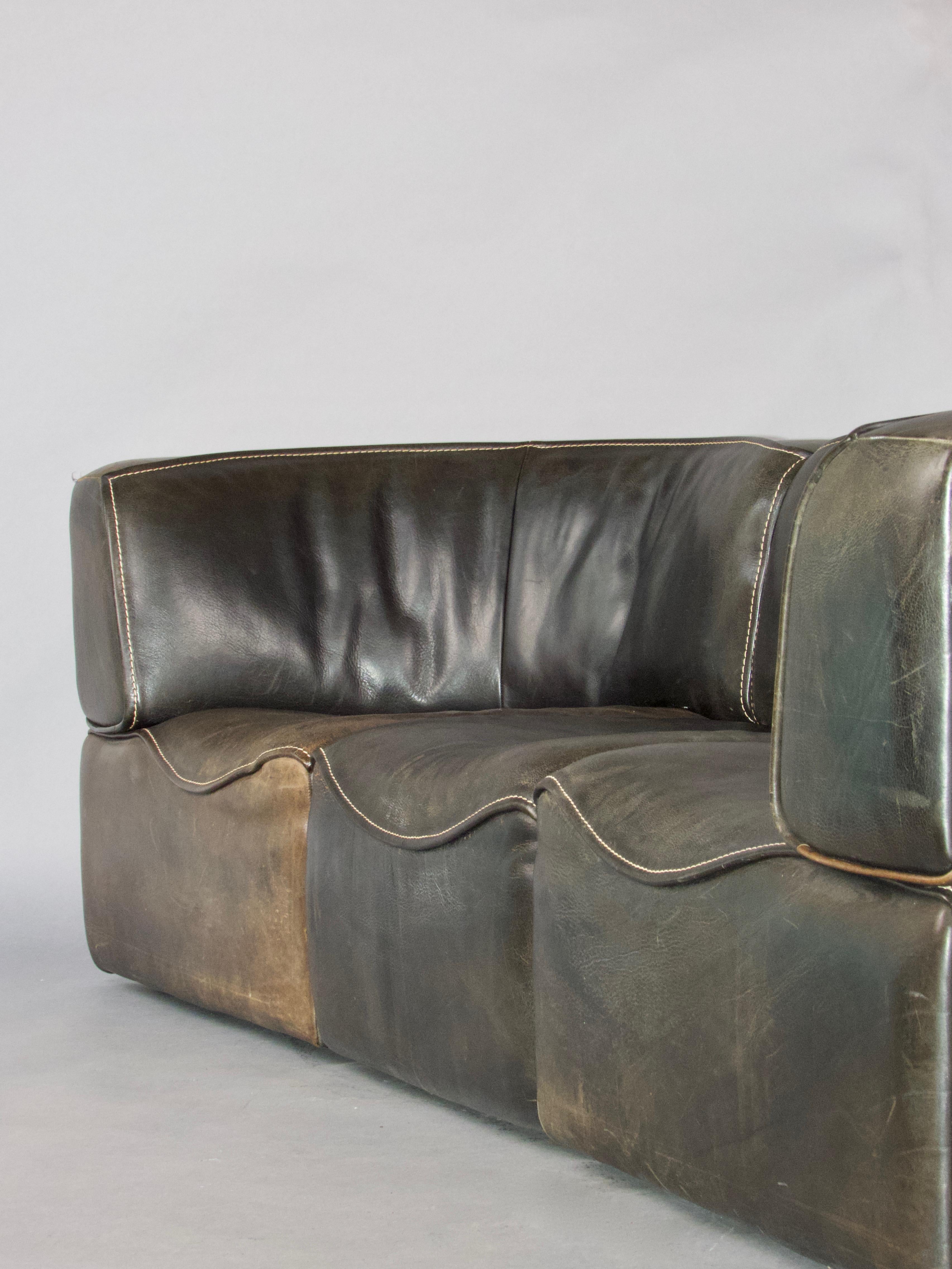 1960's Swiss DeSede DS-15 Modular Leather Sofa 2