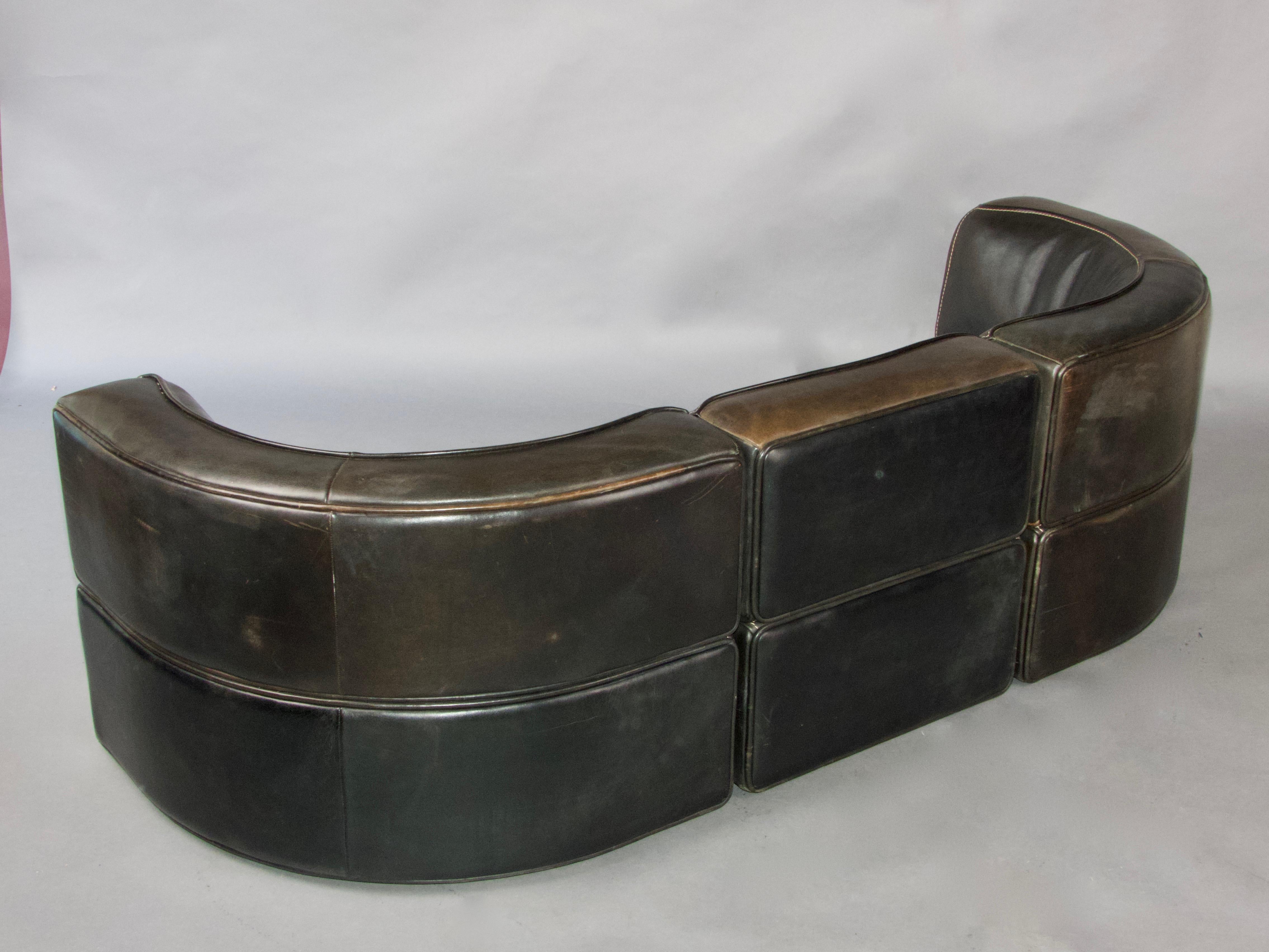 1960's Swiss DeSede DS-15 Modular Leather Sofa 3
