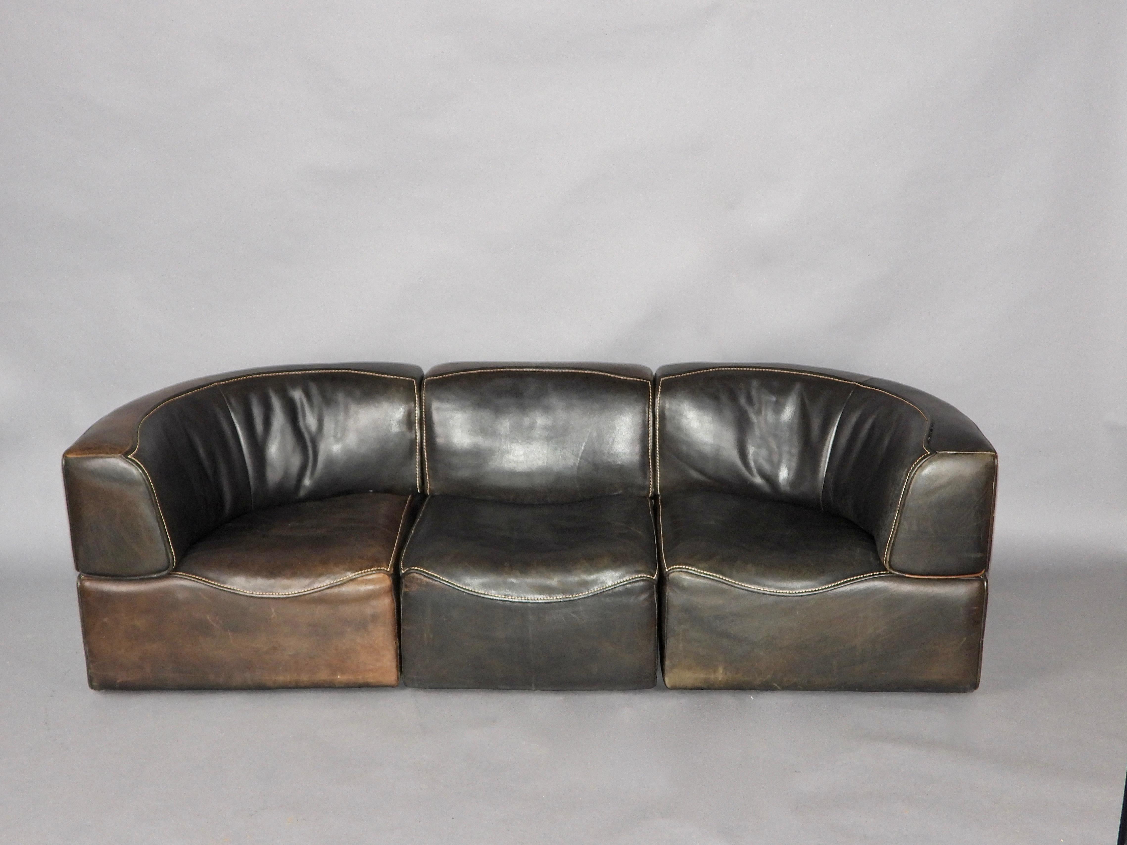 1960's Swiss DeSede DS-15 Modular Leather Sofa 5