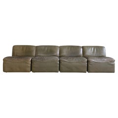 Retro 1960's Swiss DeSede DS-15 Modular Leather Sofa