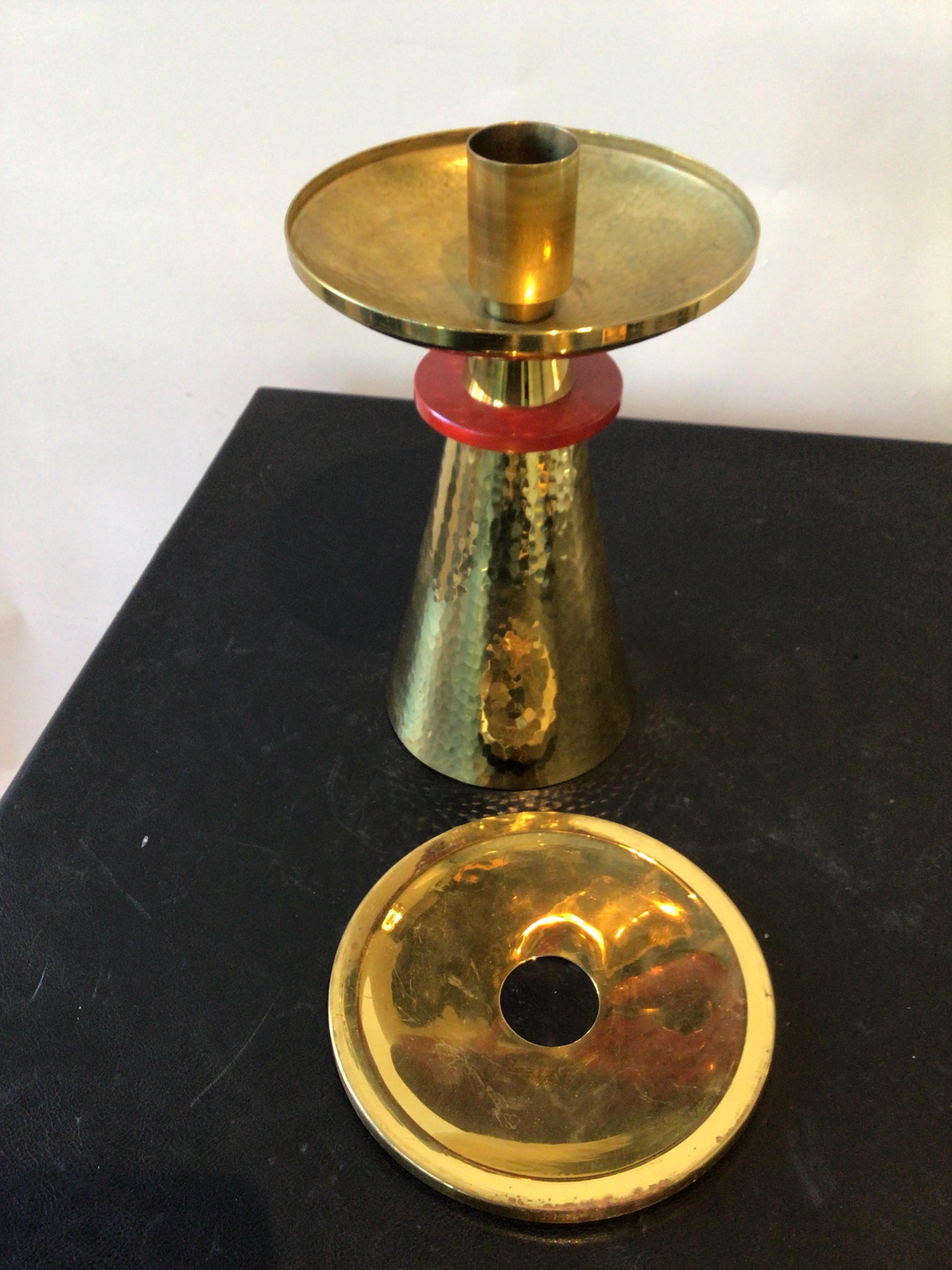 1960s Swiss Hand Hammered Brass Candlestick’s  For Sale 5