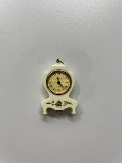 1960s Swiss Lausanne Miniature Ivorine Mantel Clock Pendant Watch