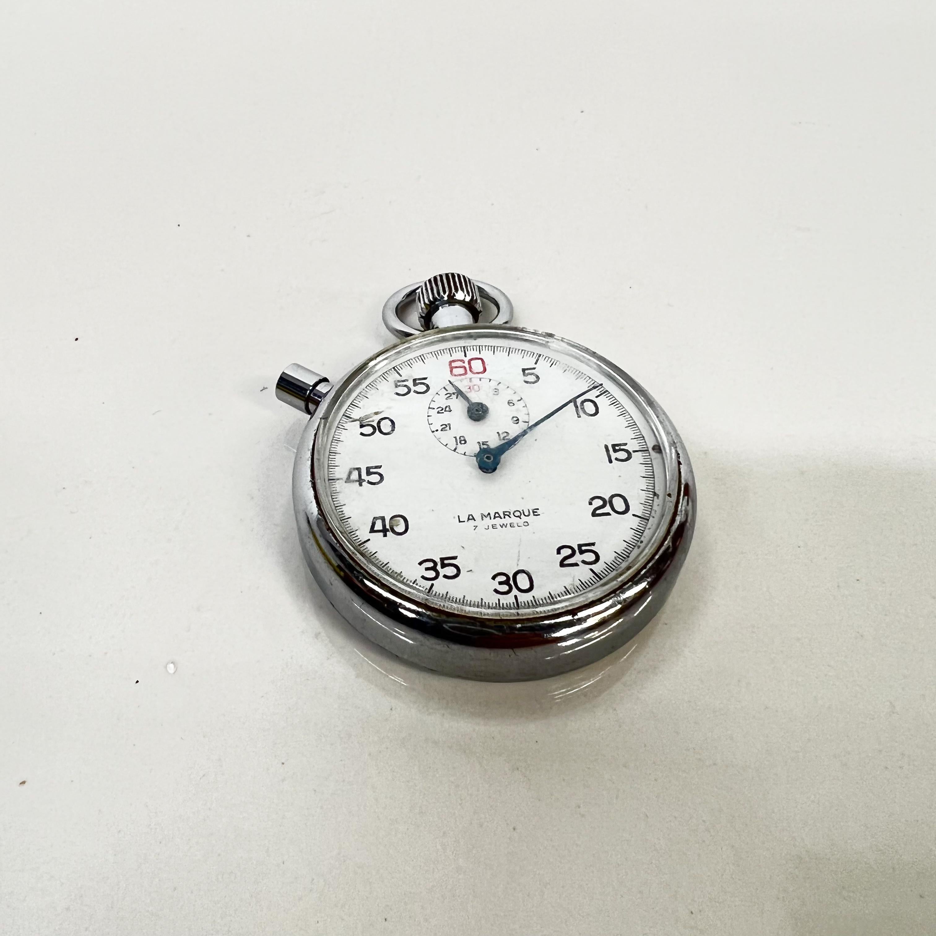 Mid-20th Century 1960s Swiss Made La Marque 7 Jewels Pocket Timer Stopwatch Nonworking