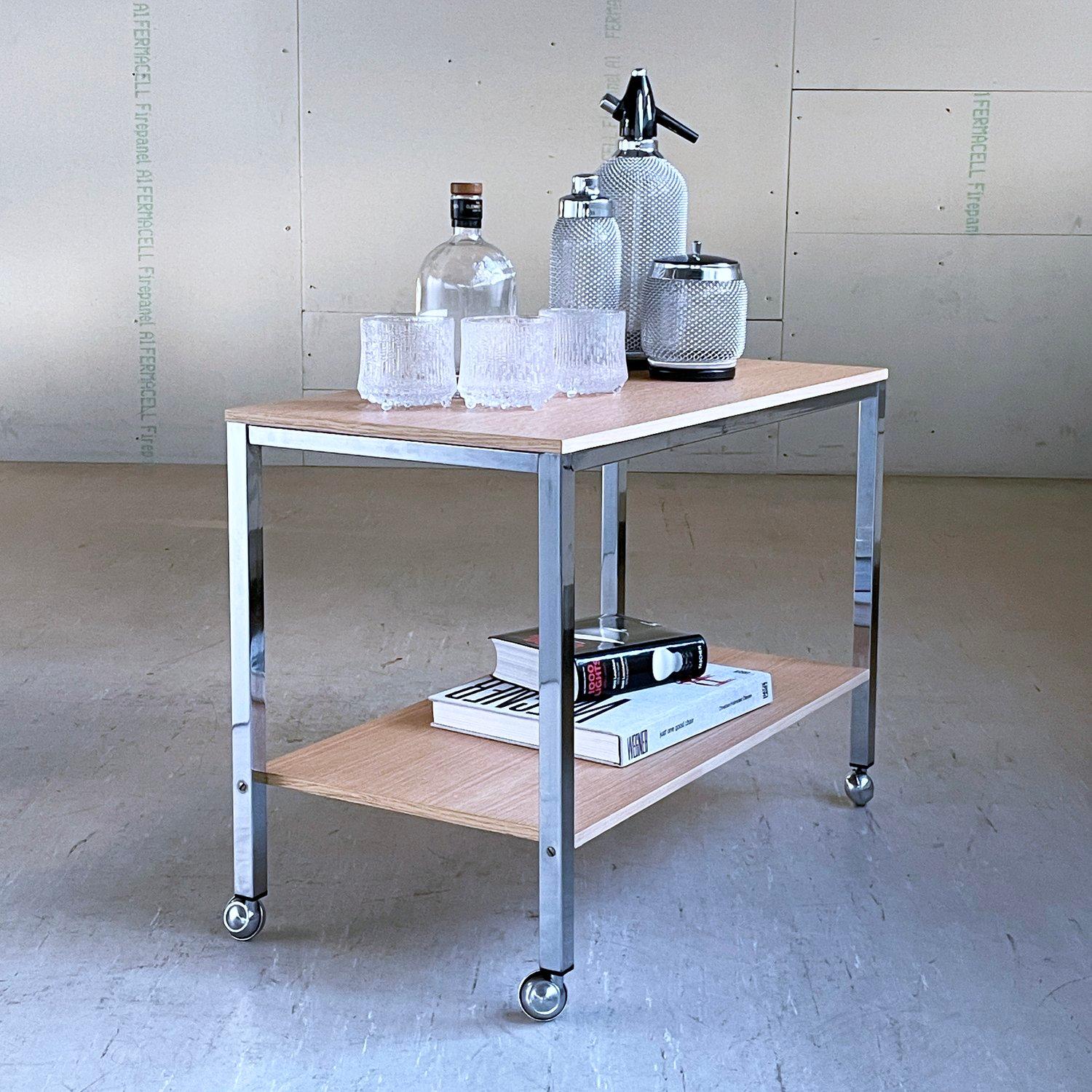 Steel 1960's Swiss minimalist bar cart For Sale