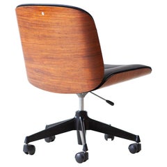 1960s Swivel Desk Chair with New Black Leather by Ico Parisi for MIM Roma