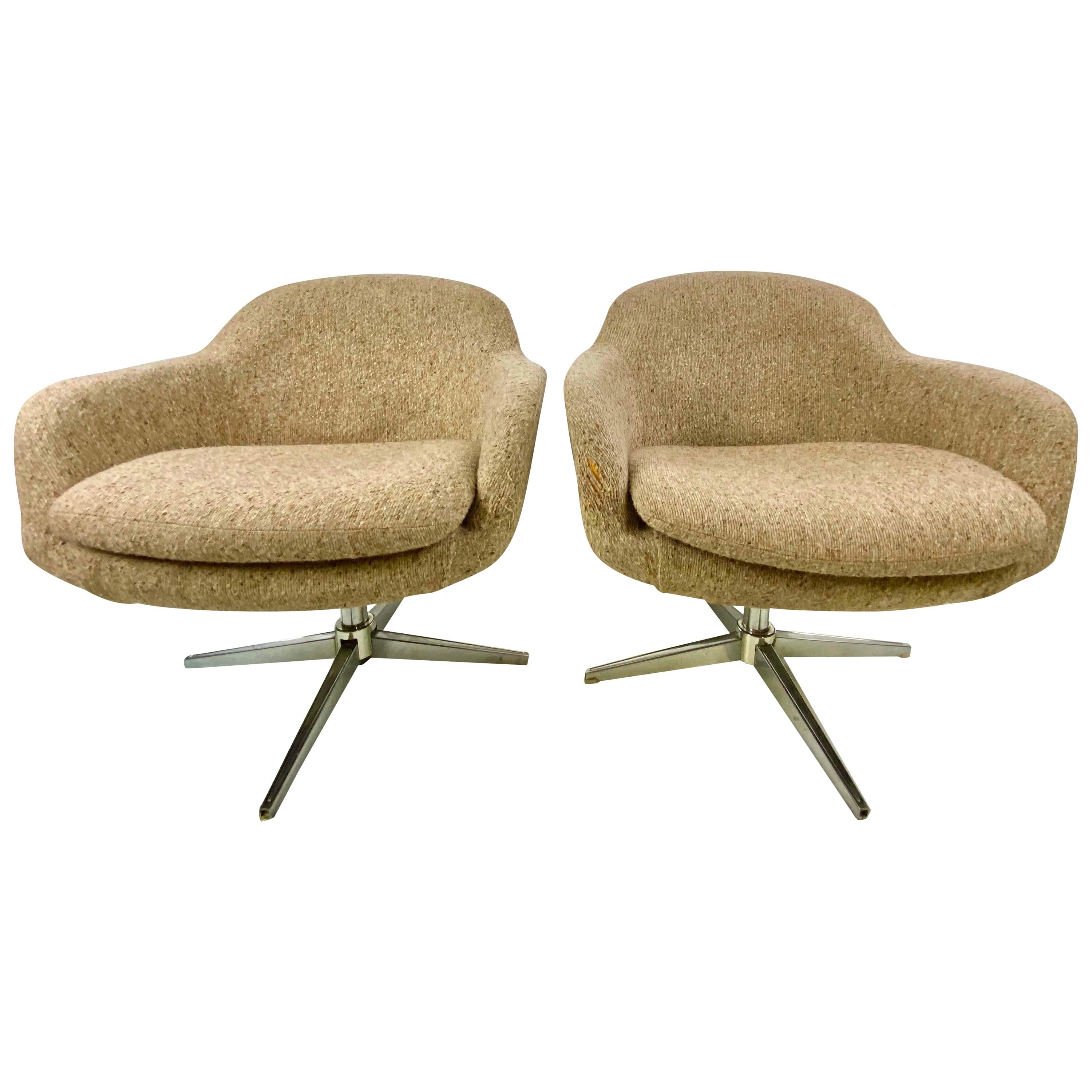 1960s Swivel Lounge Chairs by Carl Eric Klote for Overman, a Pair