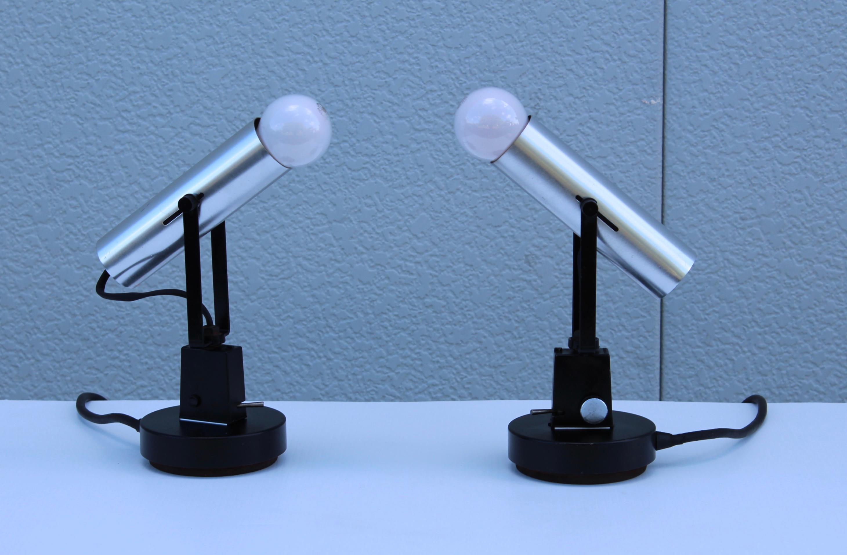 1960s modern swivel spot table lamps by Lightolier.