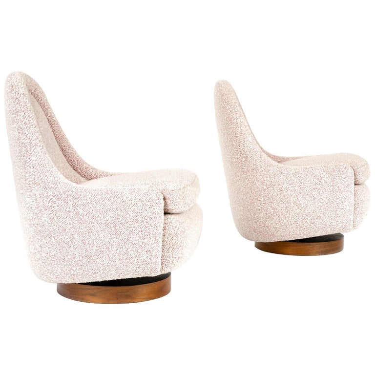 1960s Swiveling Slipper Lounge Chairs by Milo Baughman for Thayer Coggin For Sale