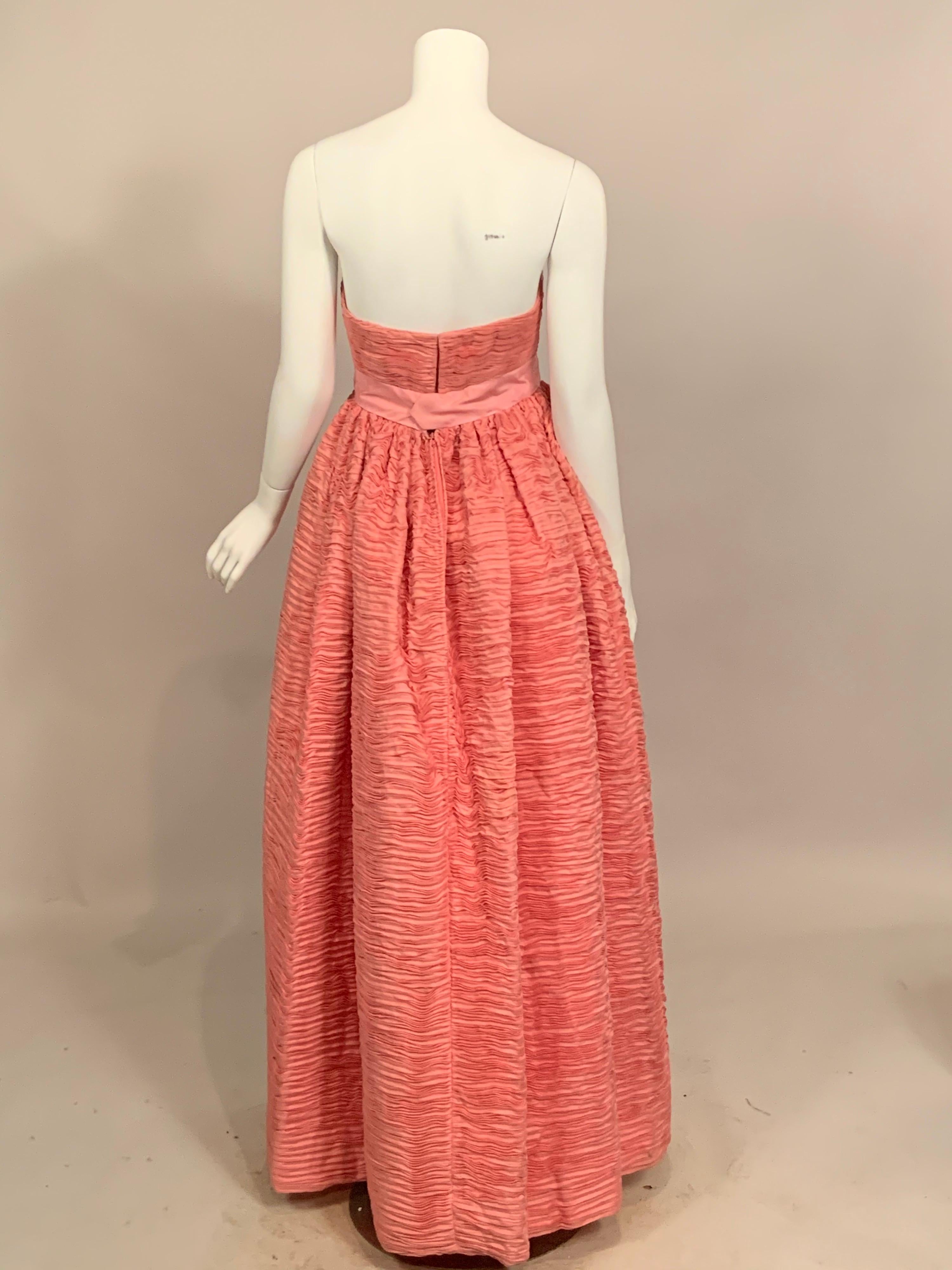 1960's Sybil Connolly Irish Haute Couture Pleated Pink Linen Strapless Dress 4