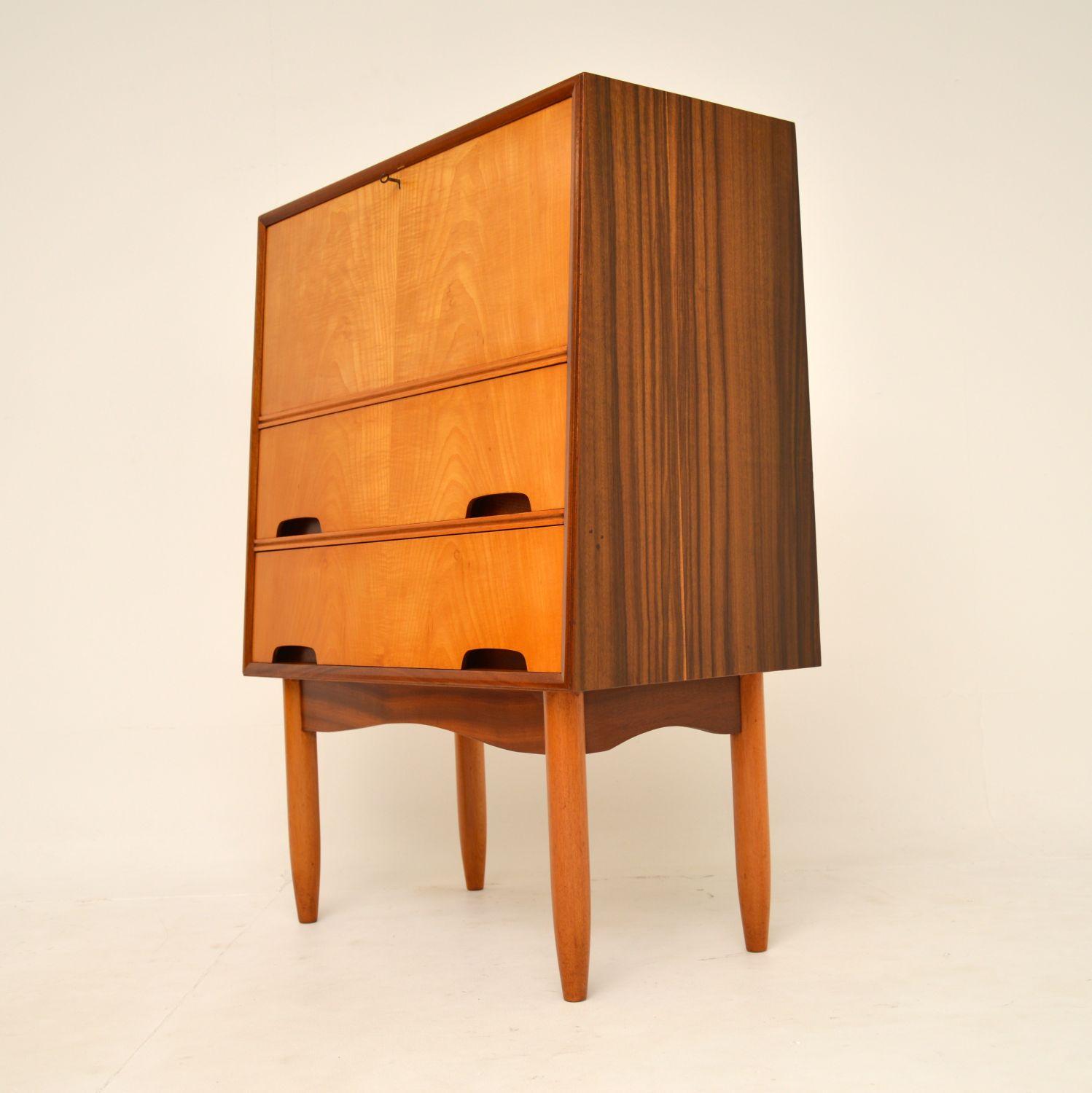 British 1960's Sycamore & Walnut Bureau by Peter Hayward for Vanson For Sale