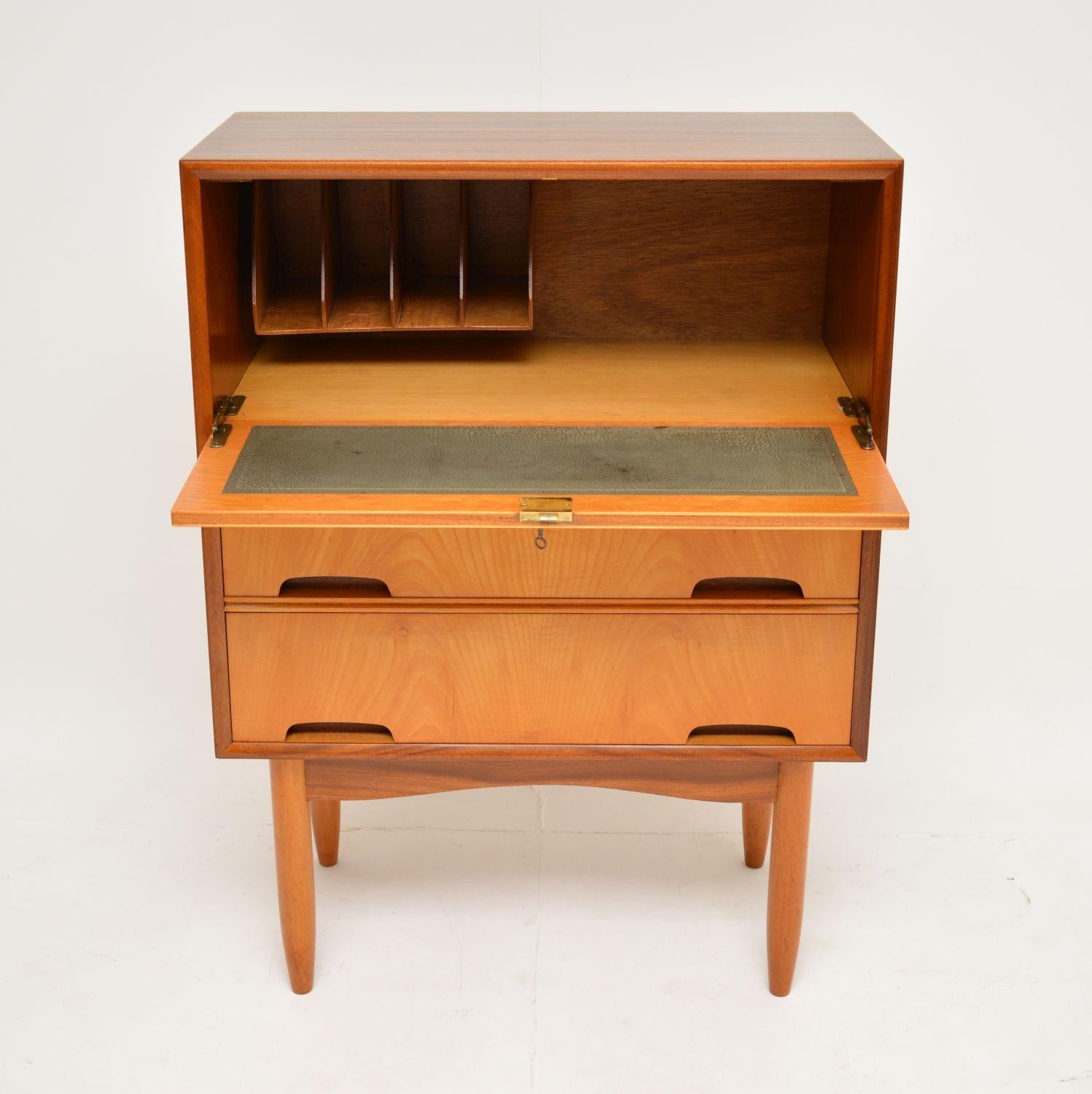Mid-20th Century 1960's Sycamore & Walnut Bureau by Peter Hayward for Vanson For Sale