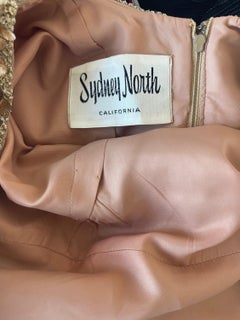 1960s Sydney North Size 6 Beige Khaki Tan Beaded Sequin Vintage 60s Dress