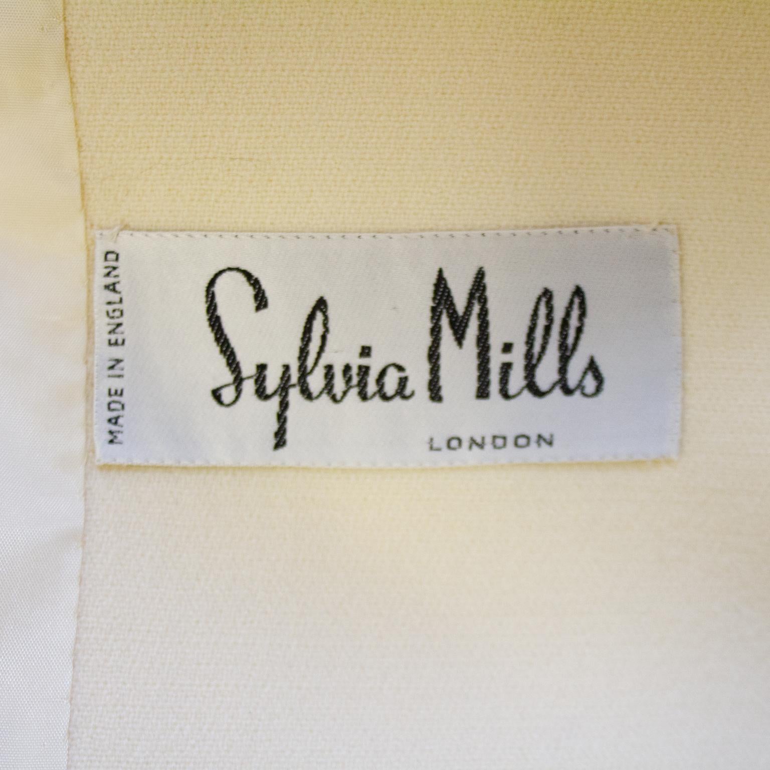1960s Sylvia Mills Cream Coat and Dress Ensemble  For Sale 1