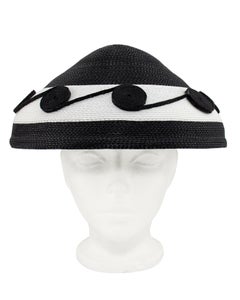 1960's Sylvia New York Black And White Straw Special Event Hat