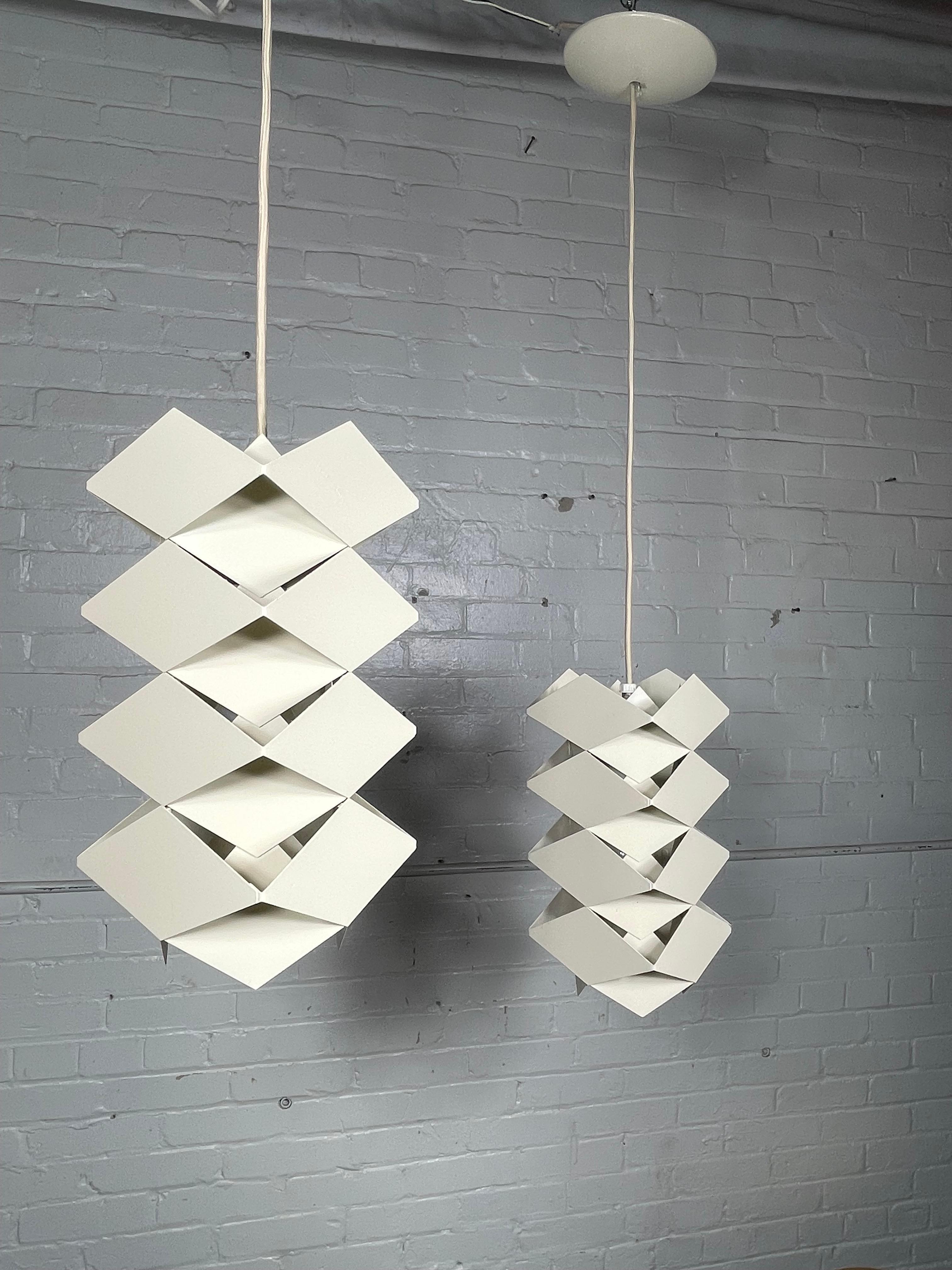 Matching pair PURE WHITE 1960's Symfoni Pendant Lights by Preben Dahl for Hans Folsgaard, Denmark... Truly Art Sculpture..Lamps newly re-wired.. new cords.. *****NOTE*** Priced per lamp