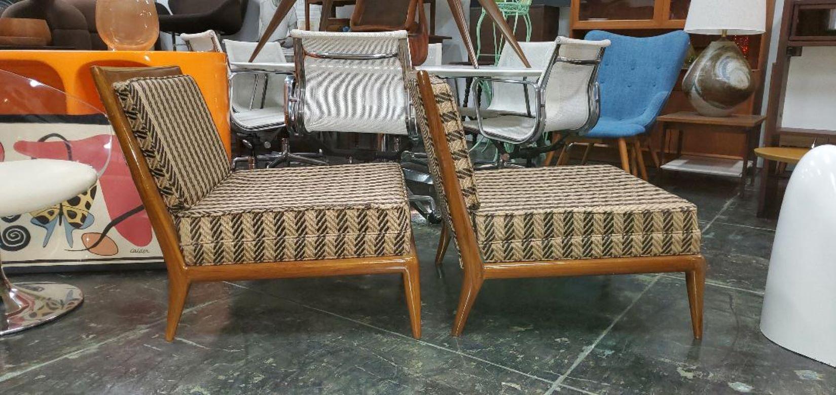 1960s T. H. Robsjohn Gibbings Slipper Chairs or Low Chairs, a Pair 4