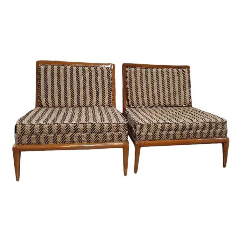 1960s T. H. Robsjohn Gibbings Slipper Chairs or Low Chairs, a Pair 5