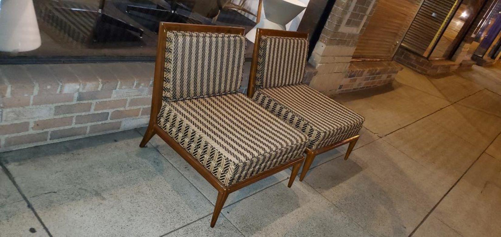 1960s T. H. Robsjohn Gibbings Slipper Chairs or Low Chairs, a Pair In Good Condition In Monrovia, CA