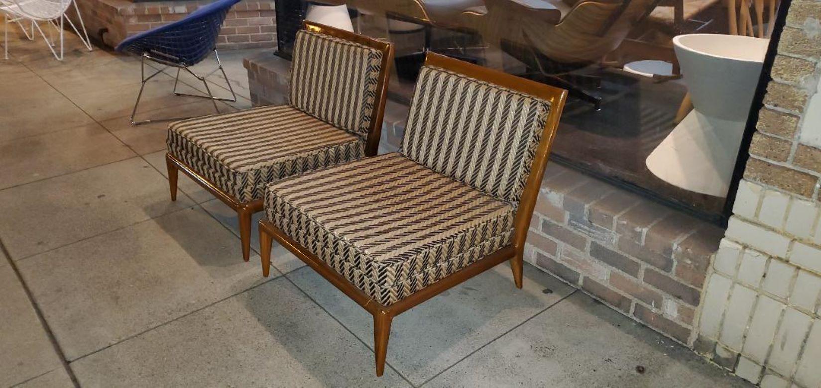 20th Century 1960s T. H. Robsjohn Gibbings Slipper Chairs or Low Chairs, a Pair
