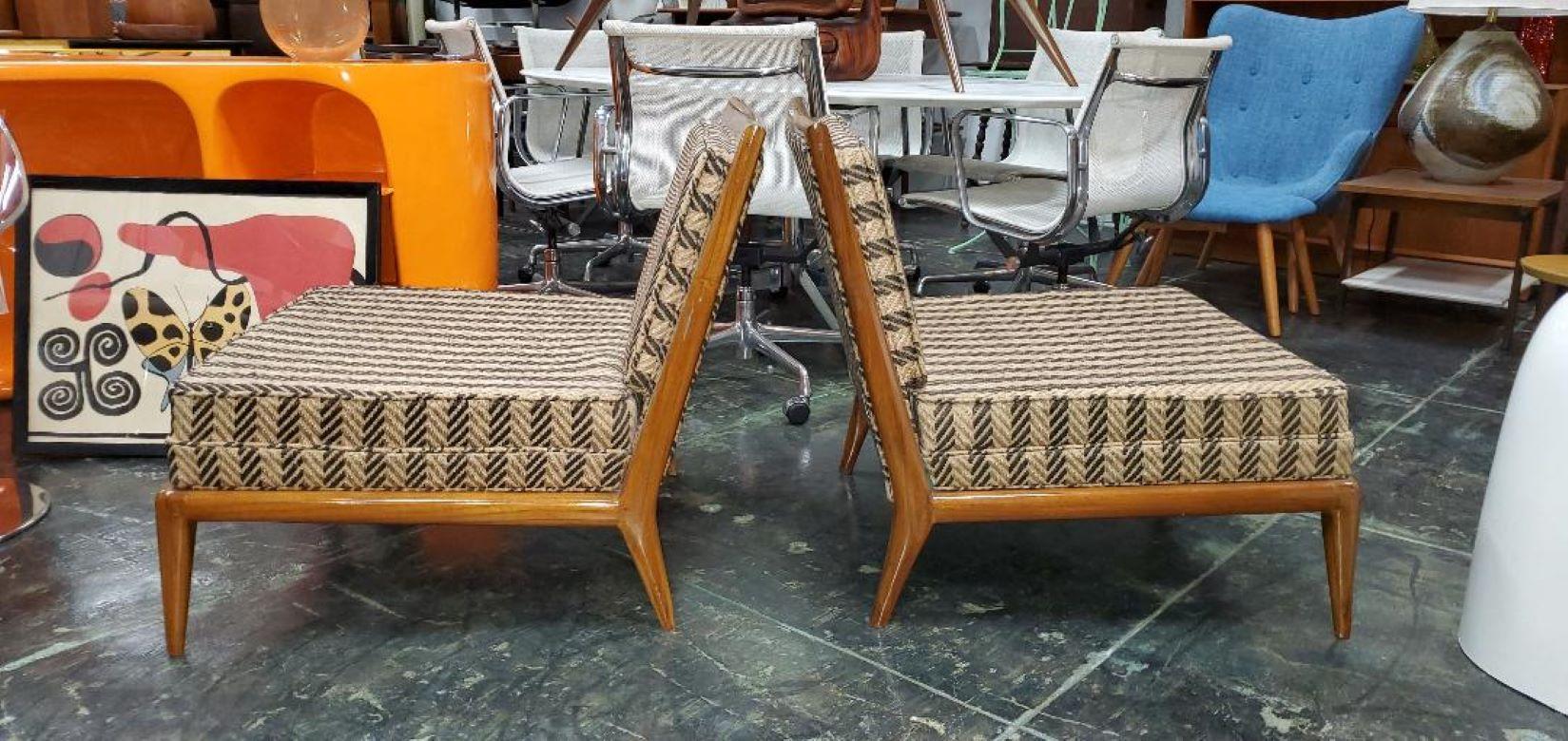 1960s T. H. Robsjohn Gibbings Slipper Chairs or Low Chairs, a Pair 1