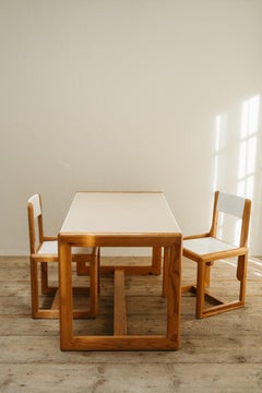 1960's table and 2 chairs, André Sornay