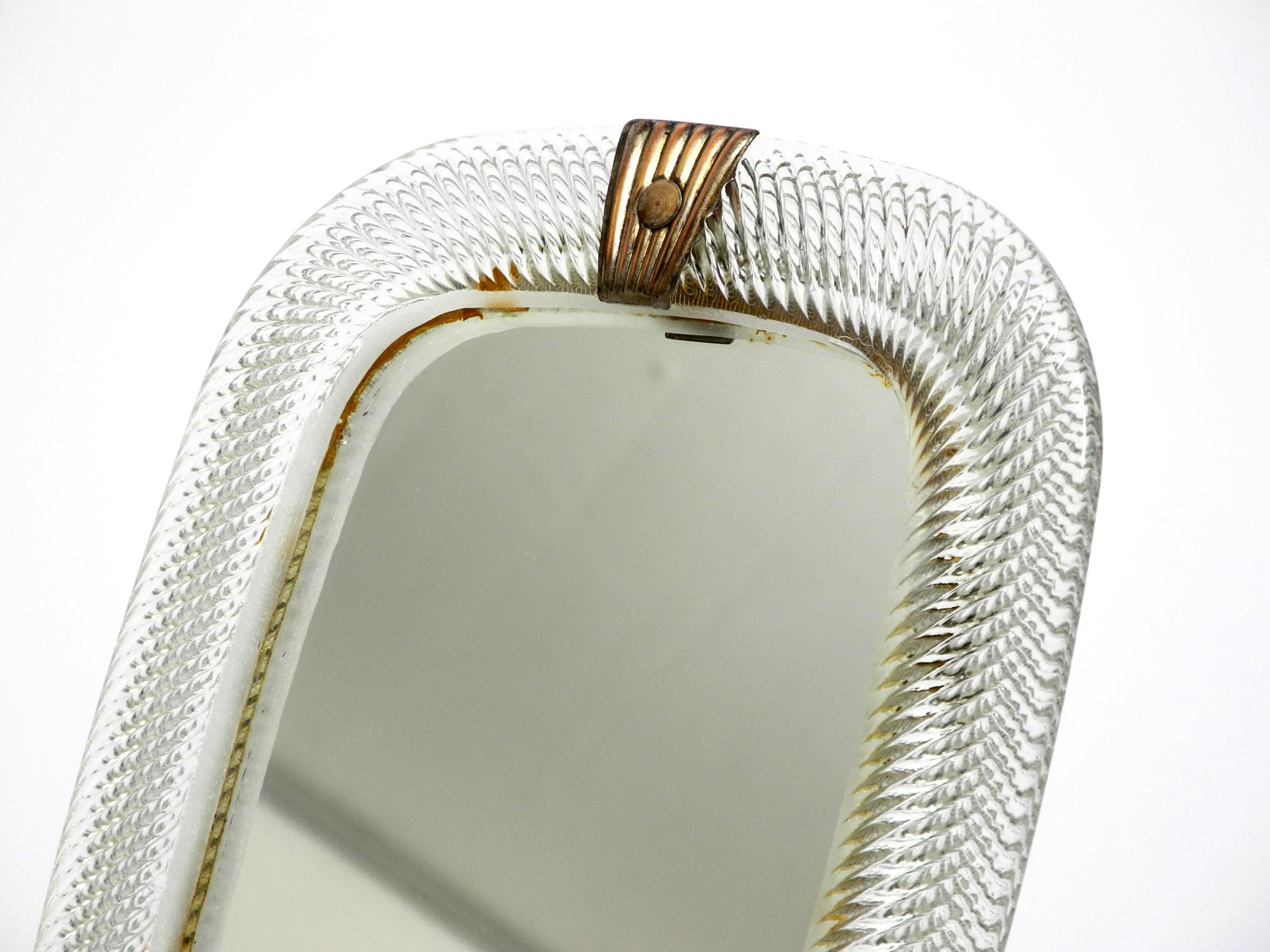 Mid-20th Century 1960s Table and Wall Mirror with a Heavy Murano Glass Frame by Barovier & Toso