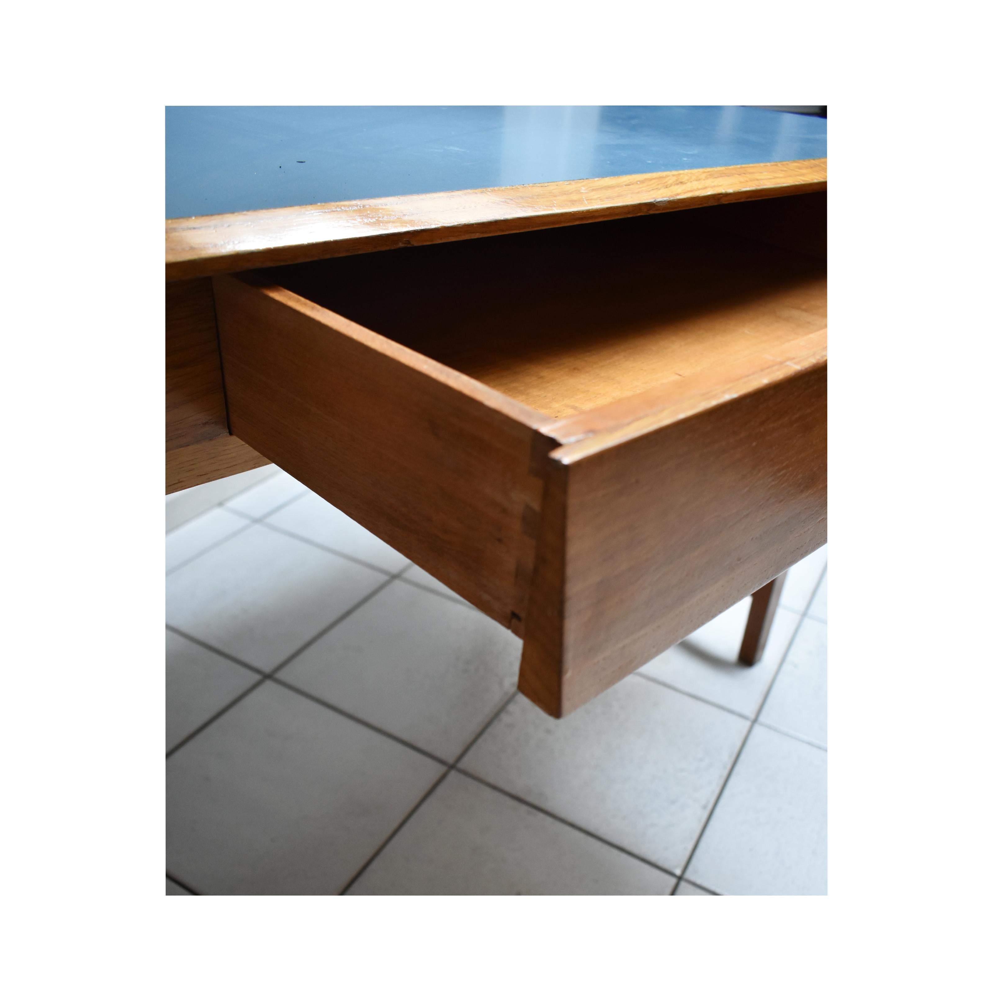  Italian Manufacture, 1960 writing desk in Wood and Light Blue Formica Top 4