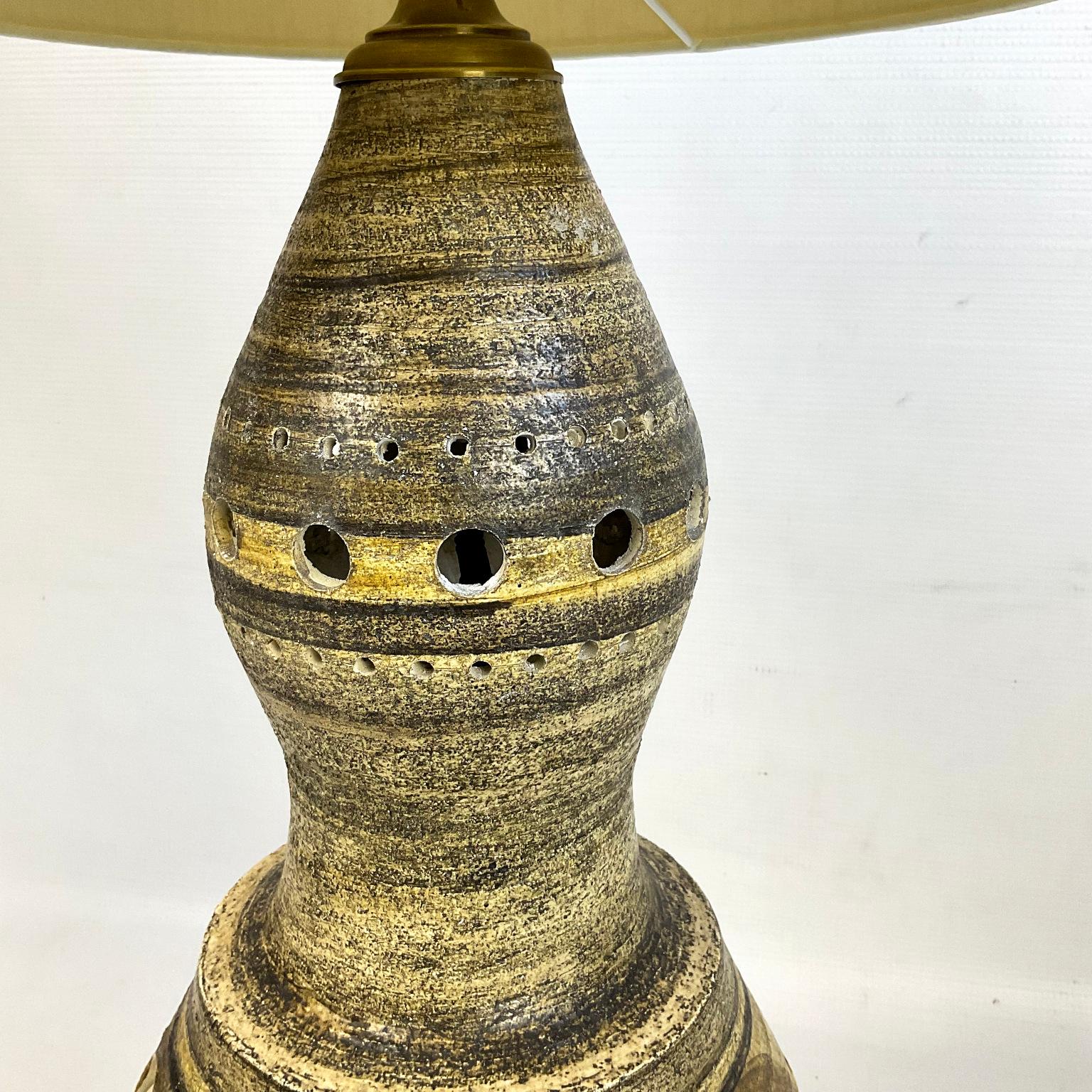 Hand-Crafted 1960s Table Lamp by Georges Pelletier in Hand-Painted Clay For Sale