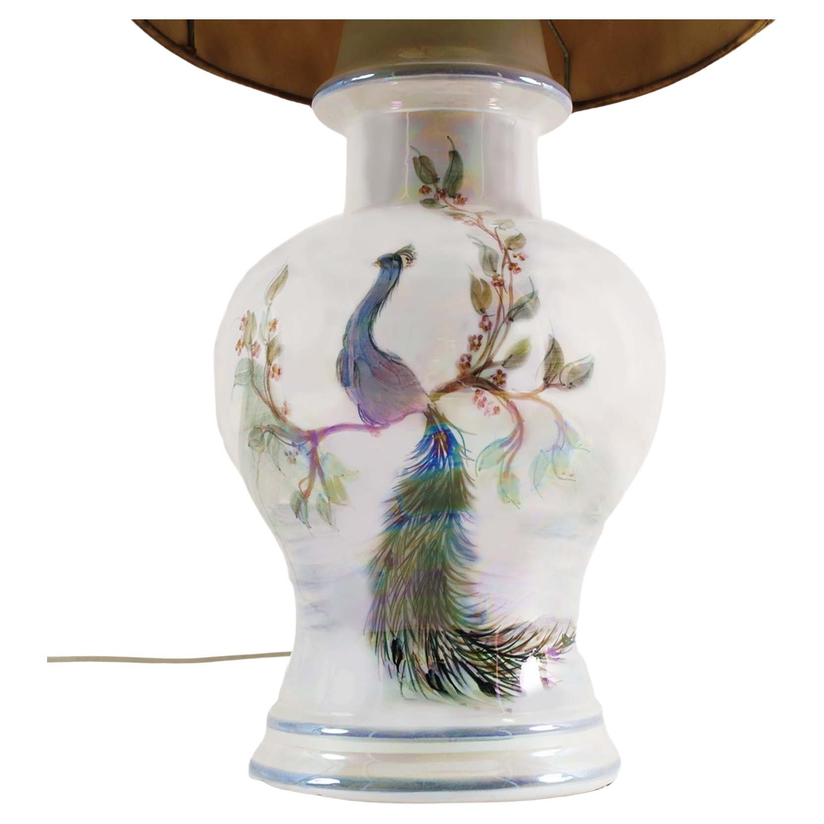 1960s Table Lamp by Tommaso Barbi, in Glazed Ceramic mother-of-pearl reflections