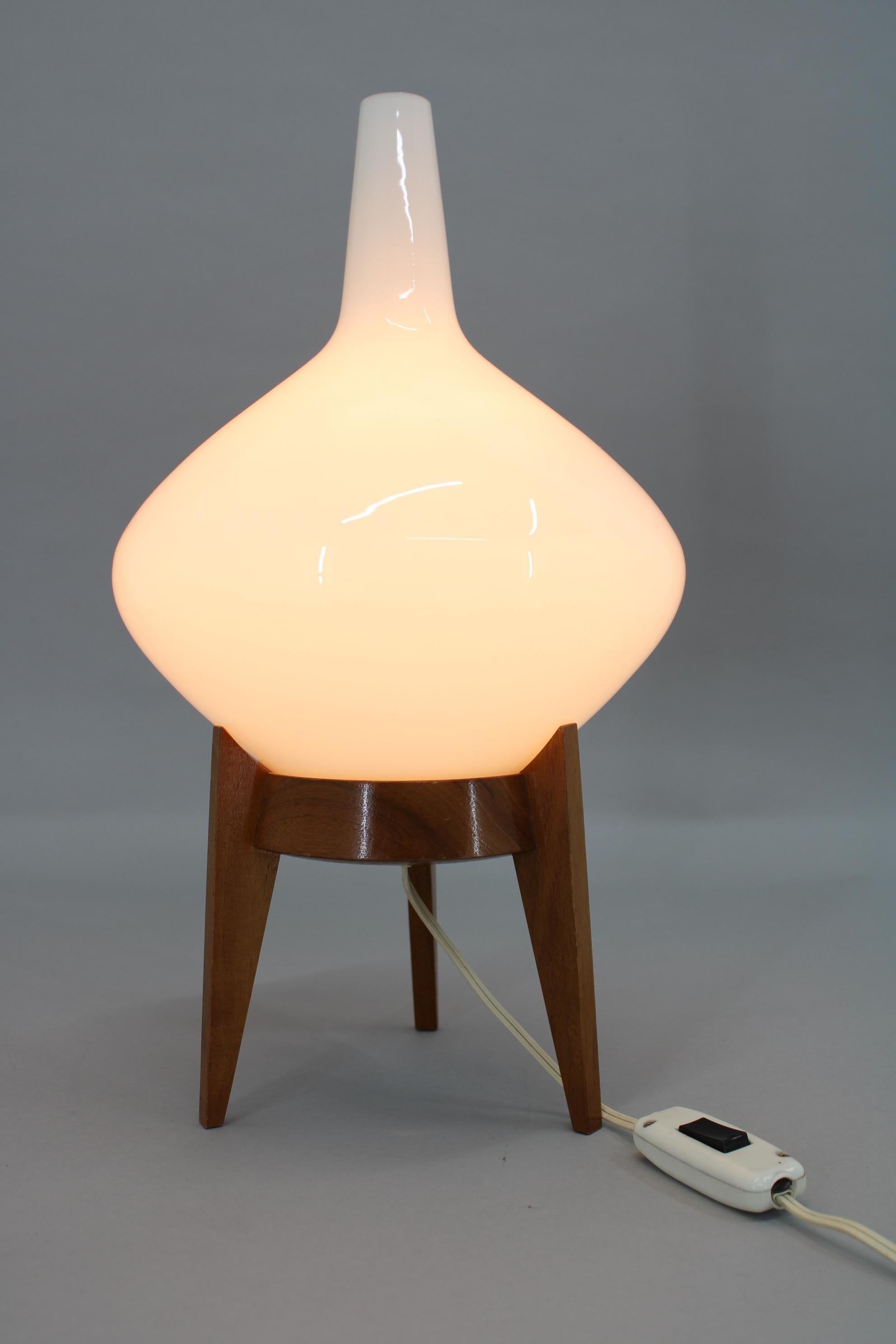 Milk Glass 1960s Table lamp by ULUV, Czechoslovakia For Sale