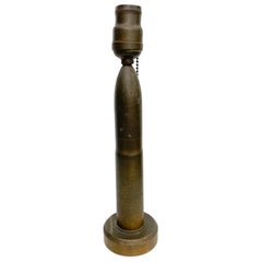 1960s Table Lamp Military Artillery Shell Bullet Design Patinated Bronze